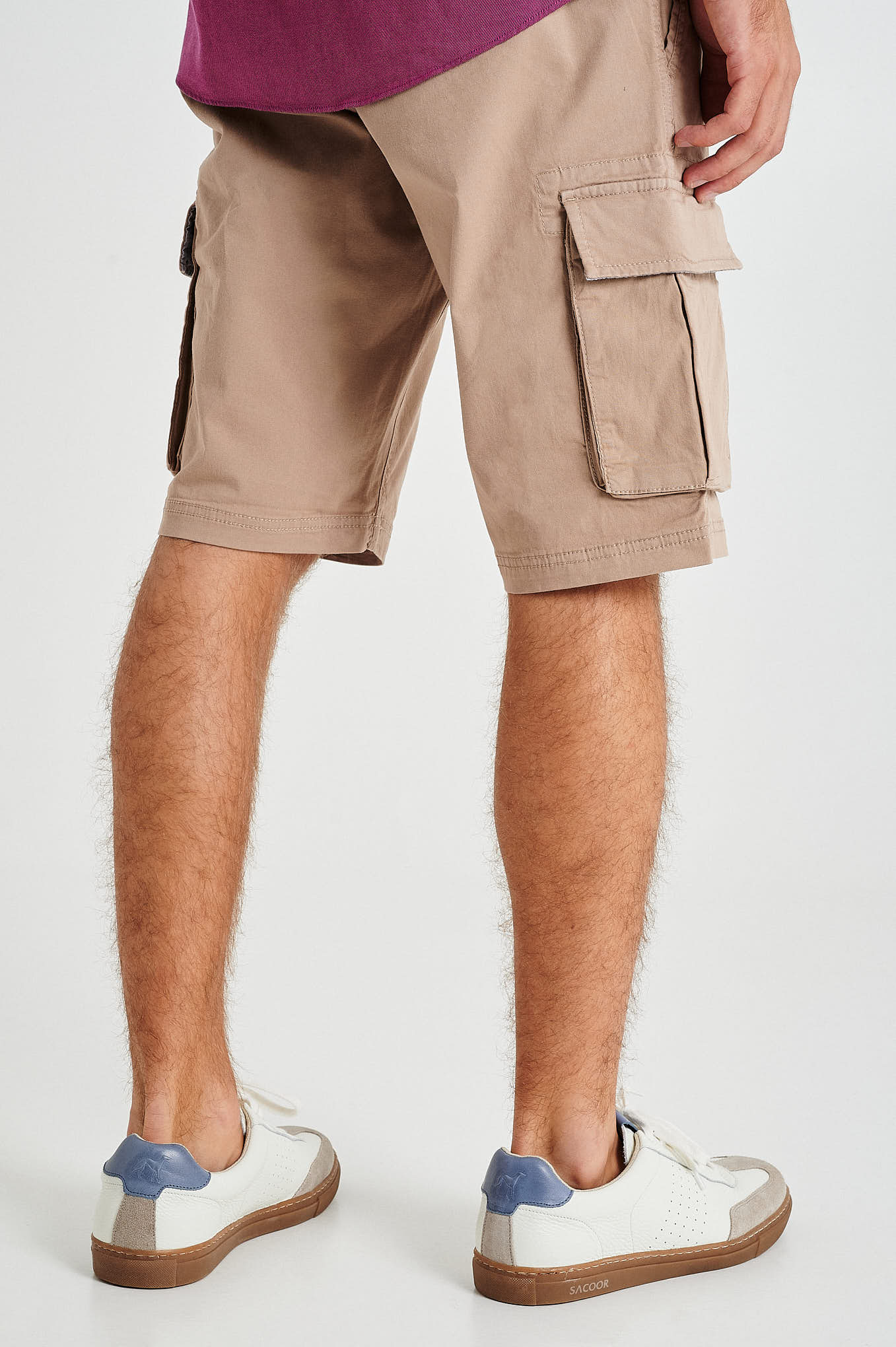 Plain pastel coloured with organic cotton cargo bermuda shorts - Image 6
