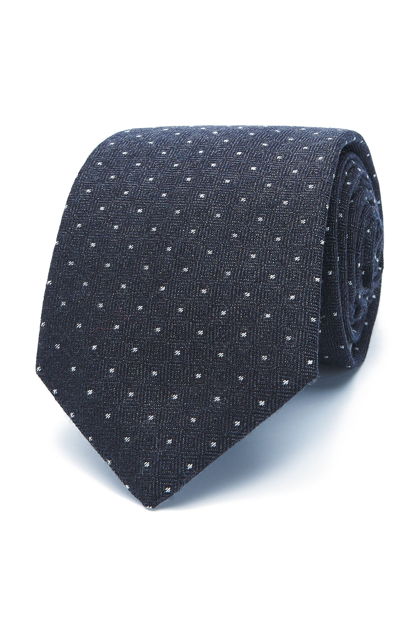 Polka Dot Pattern Tie Silk and Wool 7cm - Image 7