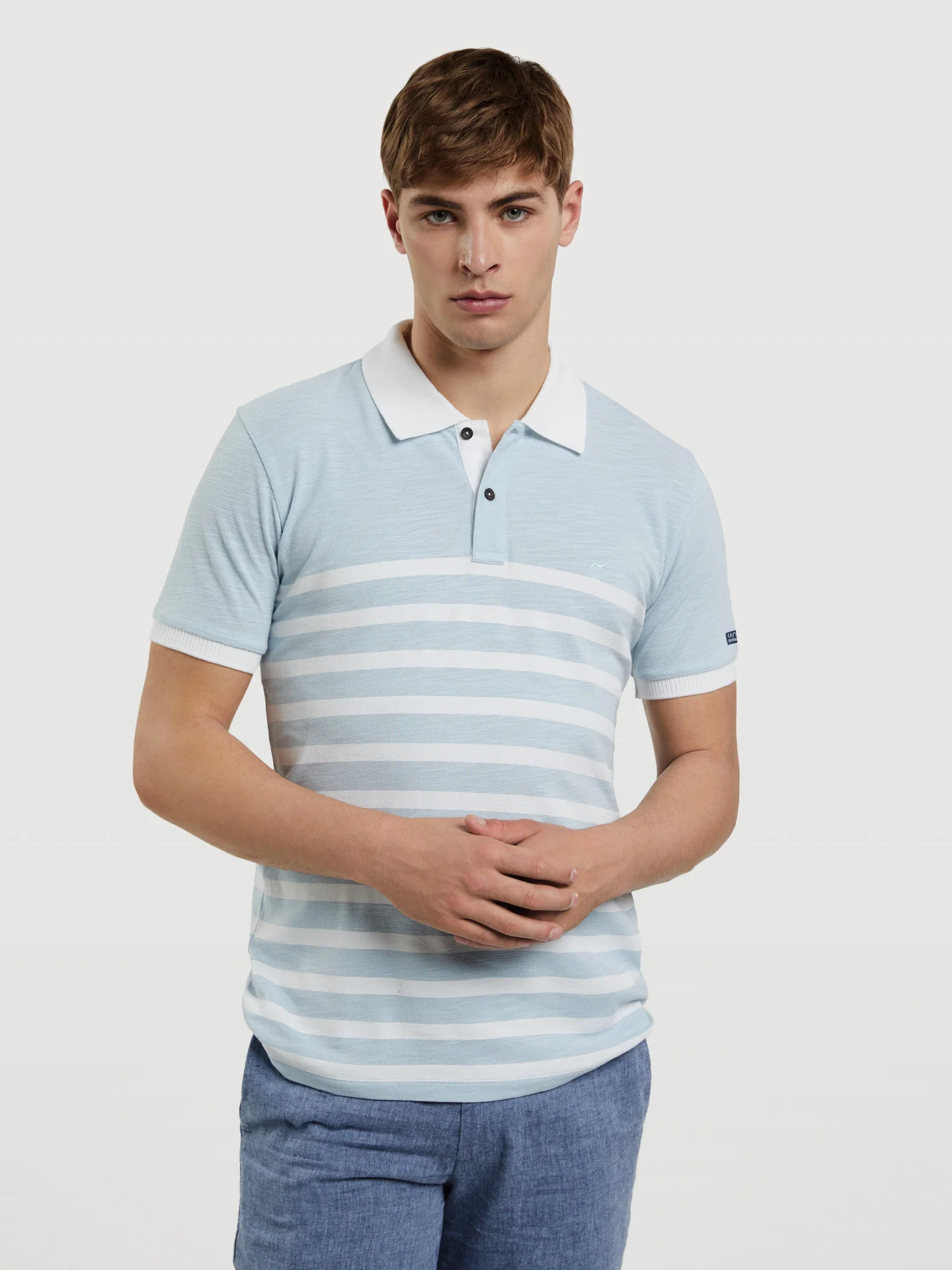 Polo Piqué Shirt With Printed Stripes - Image 7