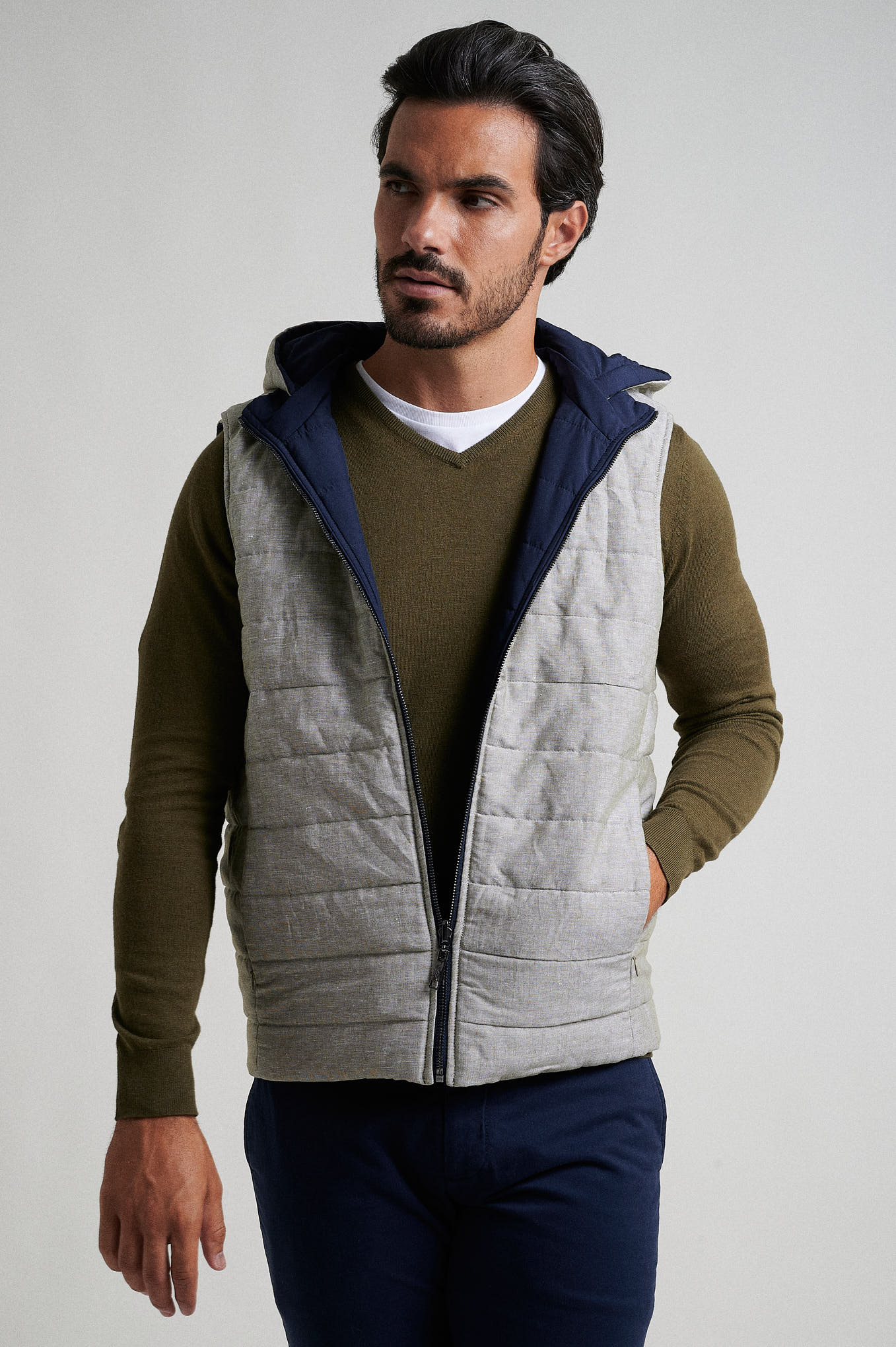 Quilted down vest in recycled polyester Respekt line - Image 2