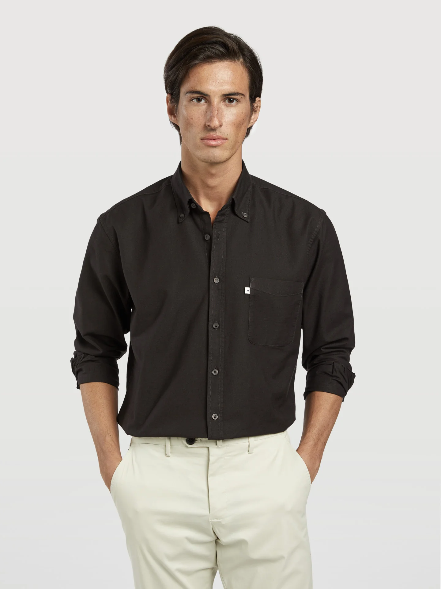 Regular fit 100%BCI cotton plain garment dye oxford shirt - Image 2