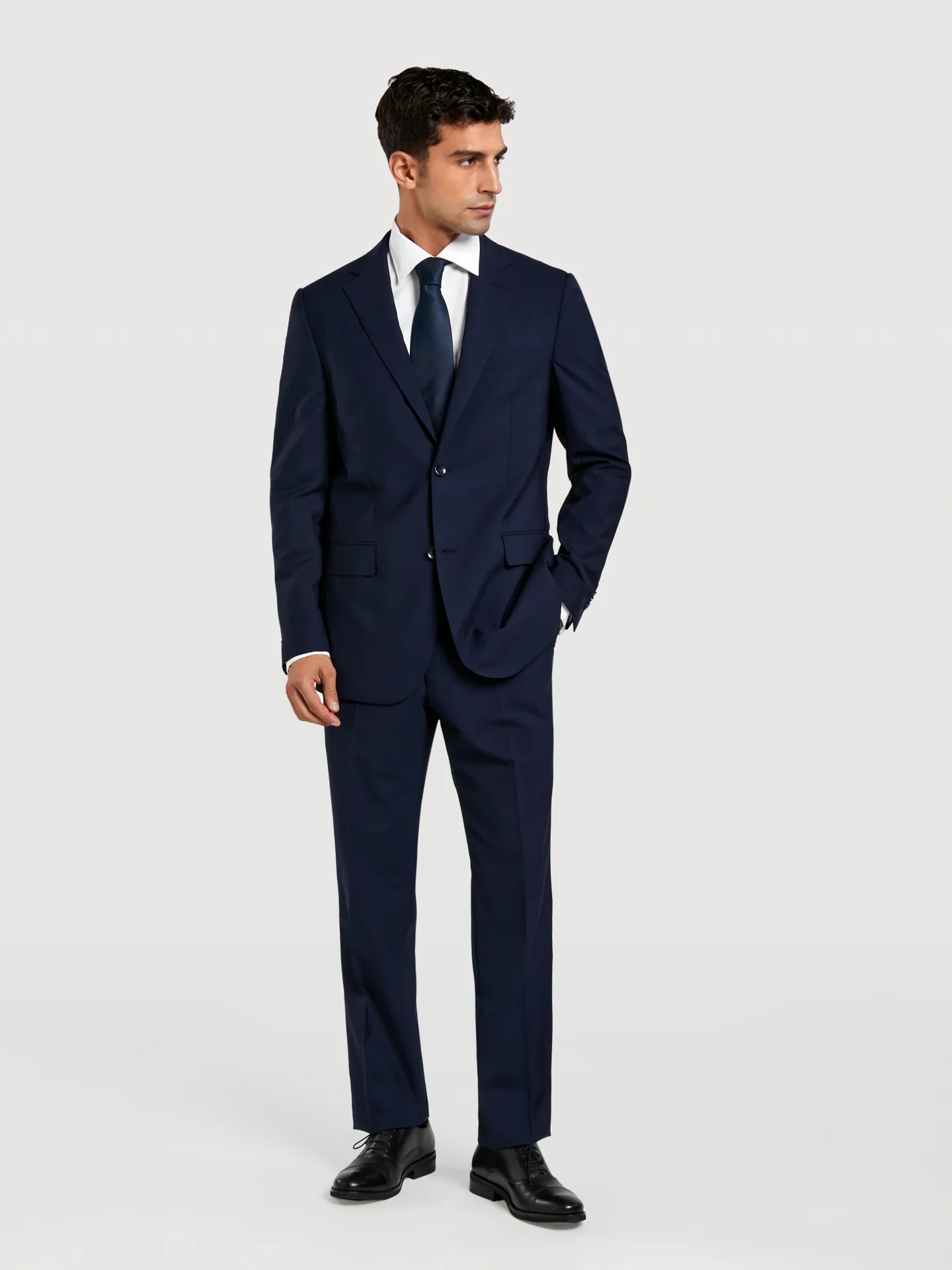 Regular fit 4 seasons plain wool suit - Image 2
