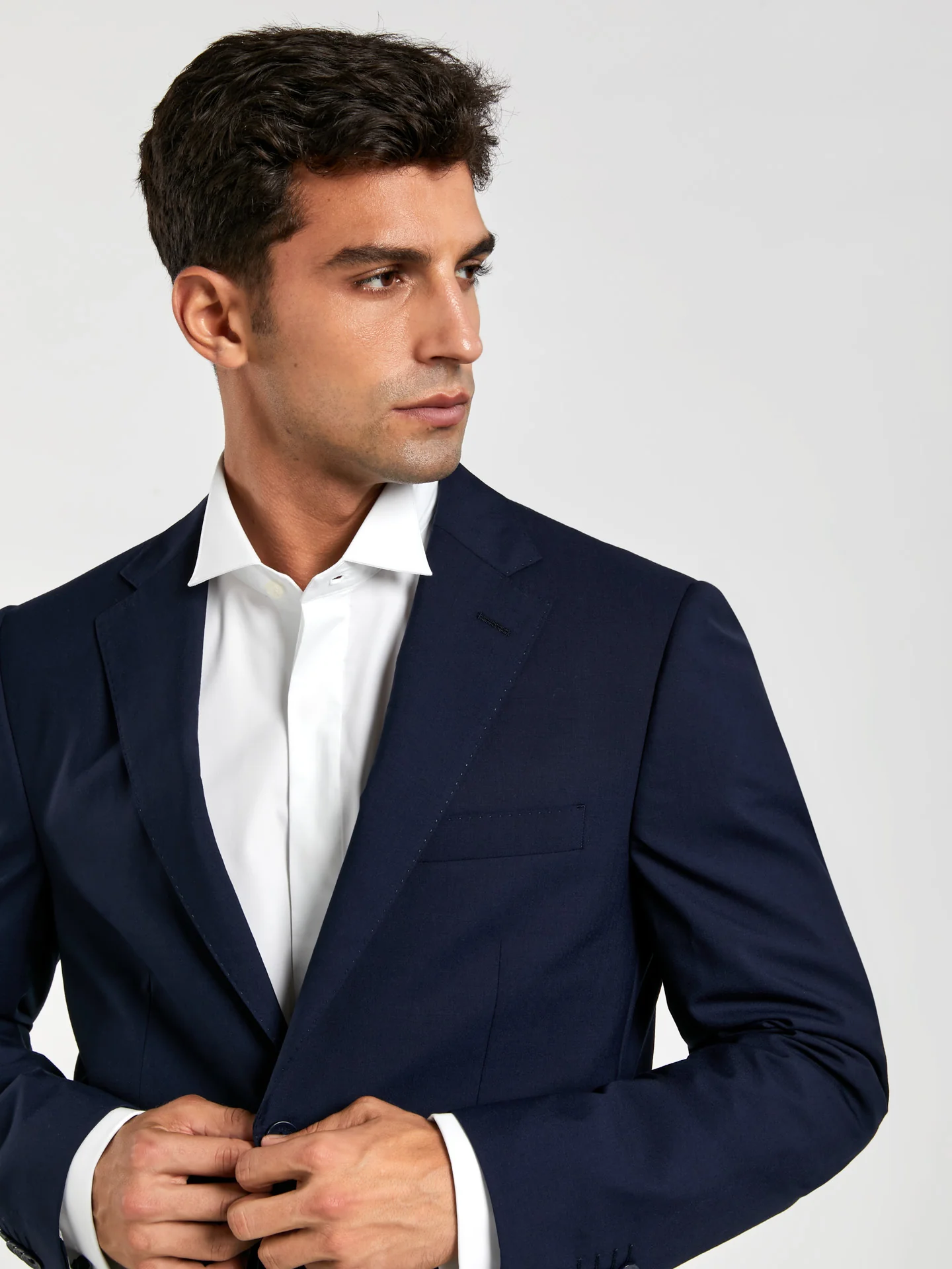 Regular fit 4 seasons plain wool suit - Image 3