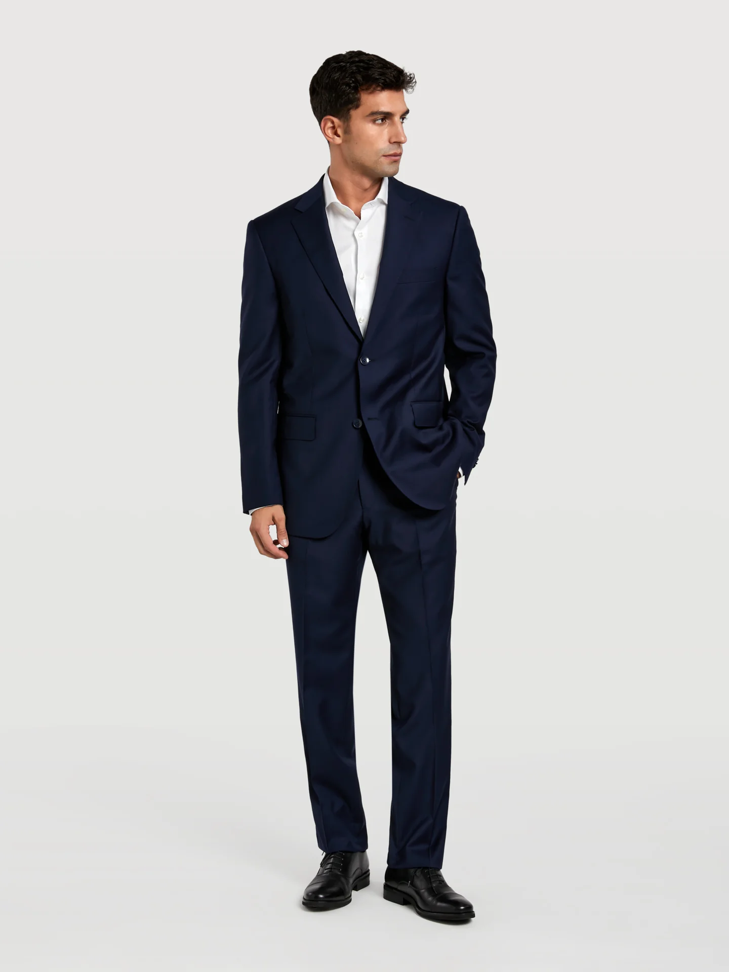 Regular fit 4 seasons plain wool suit