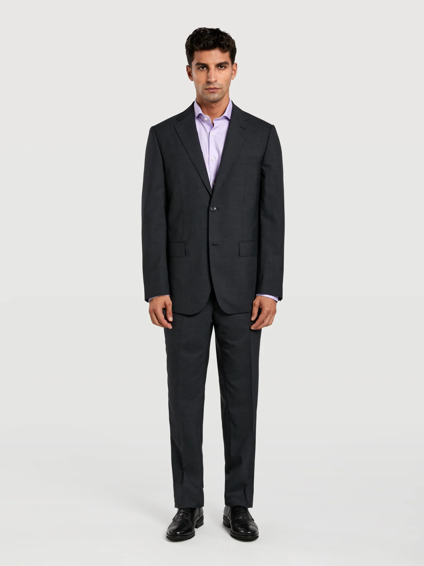 Regular fit 4 seasons plain wool suit - Image 2