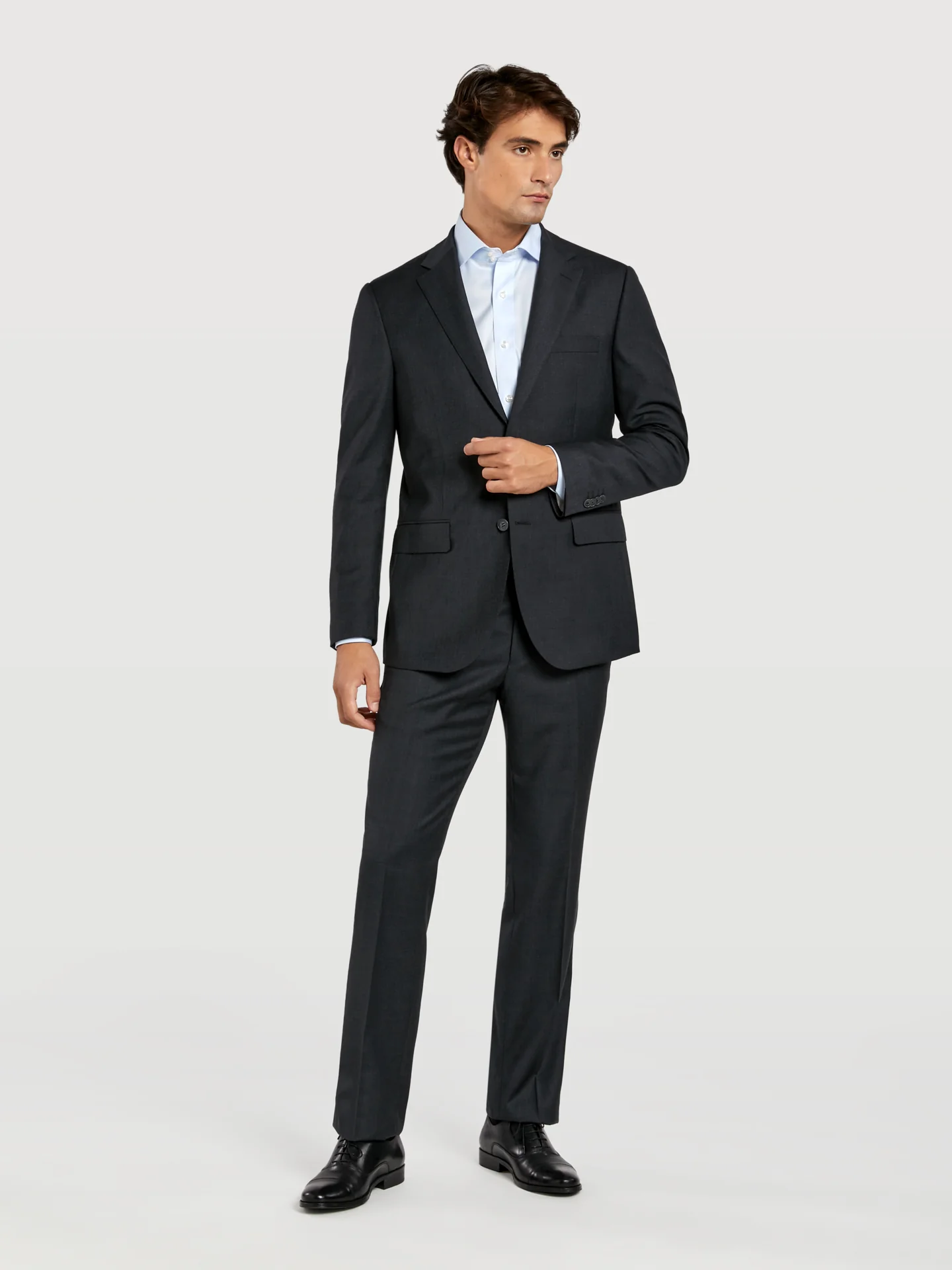 Regular fit 4 seasons plain wool suit - Image 2
