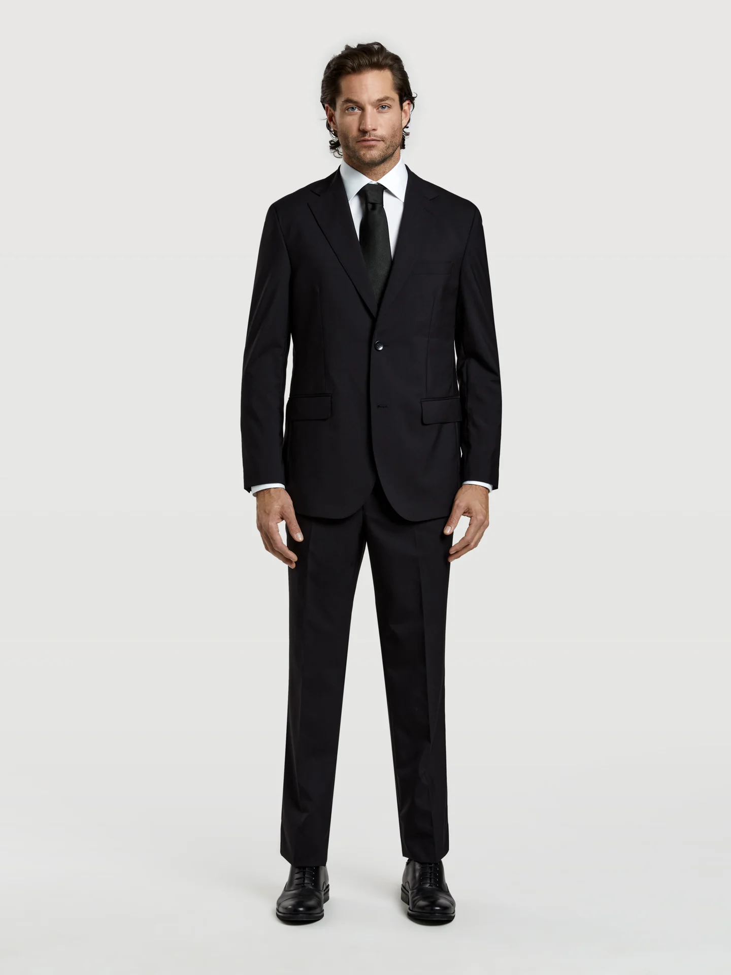 Regular fit 4 seasons plain wool suit
