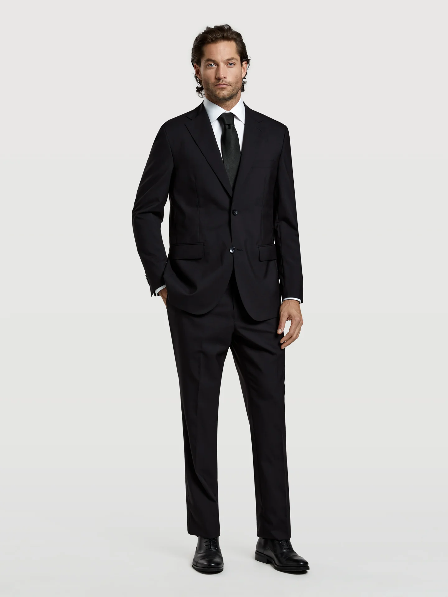 Regular fit 4 seasons plain wool suit - Image 2