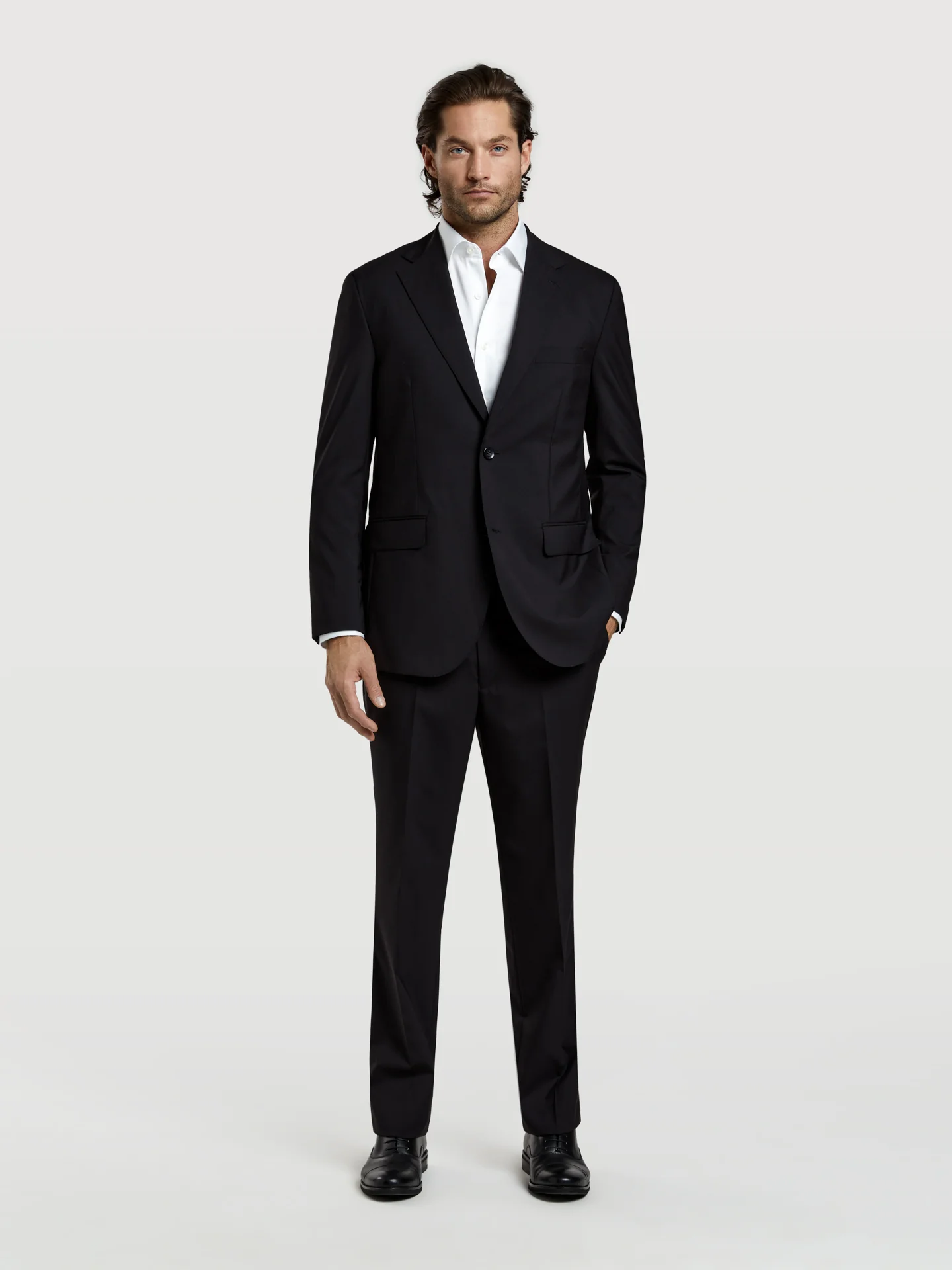 Regular fit 4 seasons plain wool suit - Image 5