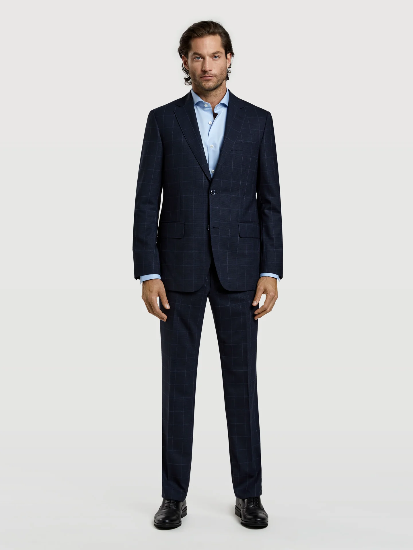 Regular fit business windowpane check wool suit - Image 6