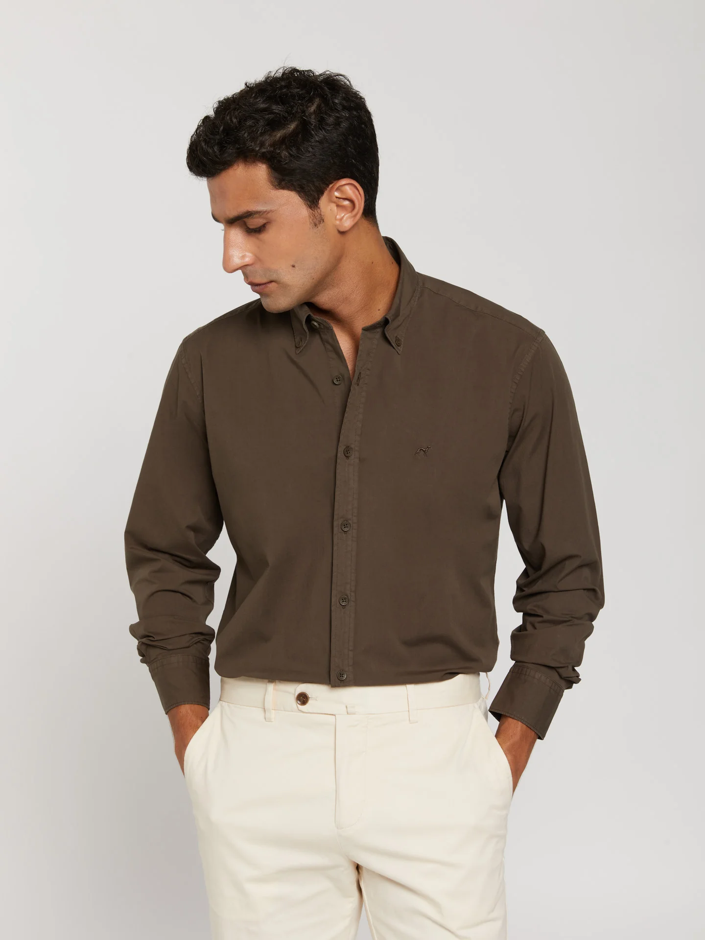 Regular fit comfort poplin garment dye shirt - Image 3