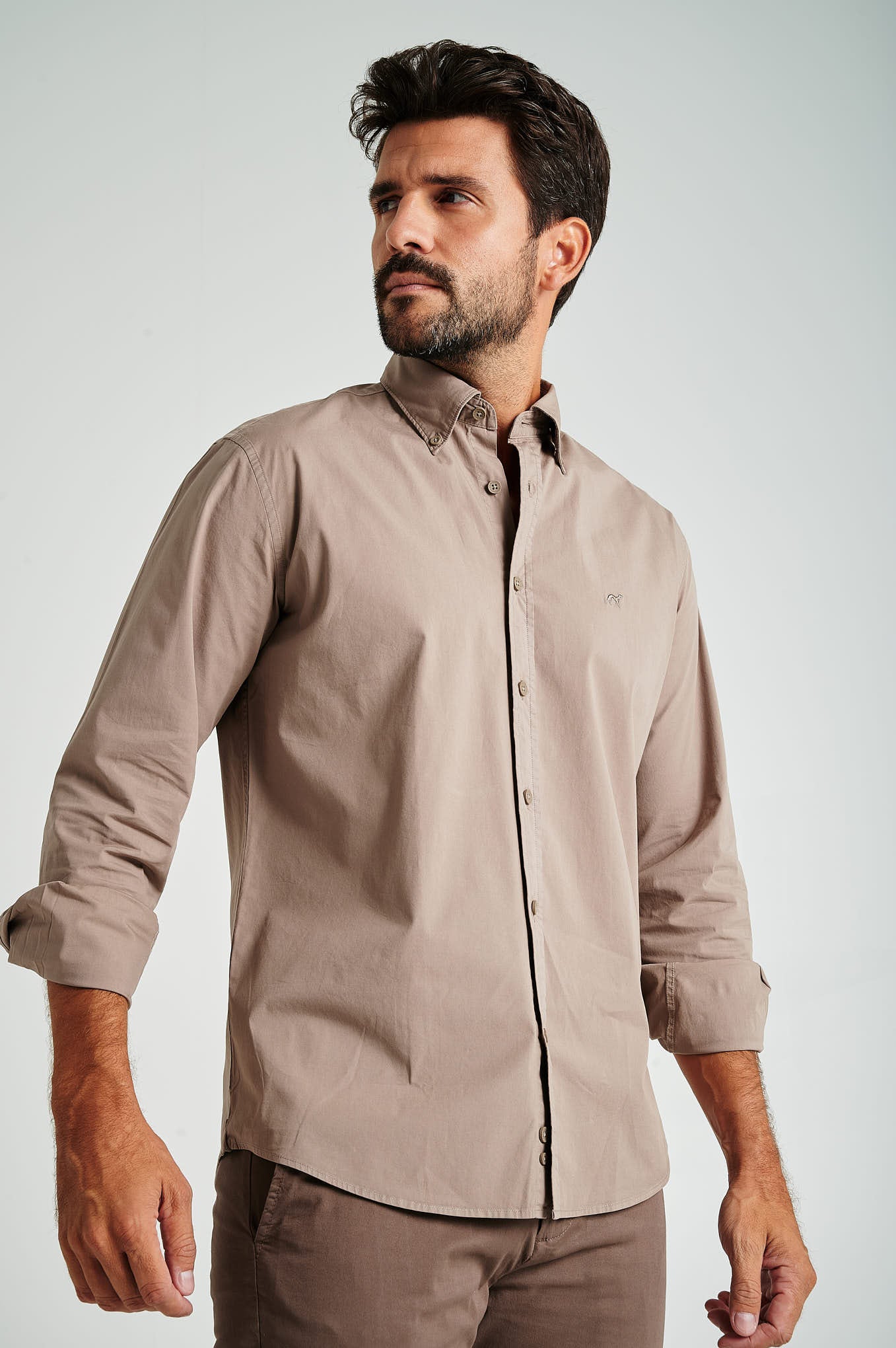 Regular fit cotton elastane comfort poplin shirt in garment dye - Image 3