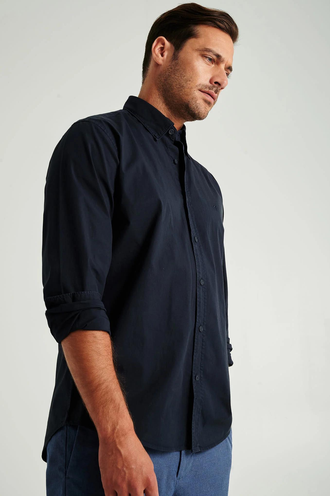 Regular fit cotton elastane comfort poplin shirt in garment dye - Image 8