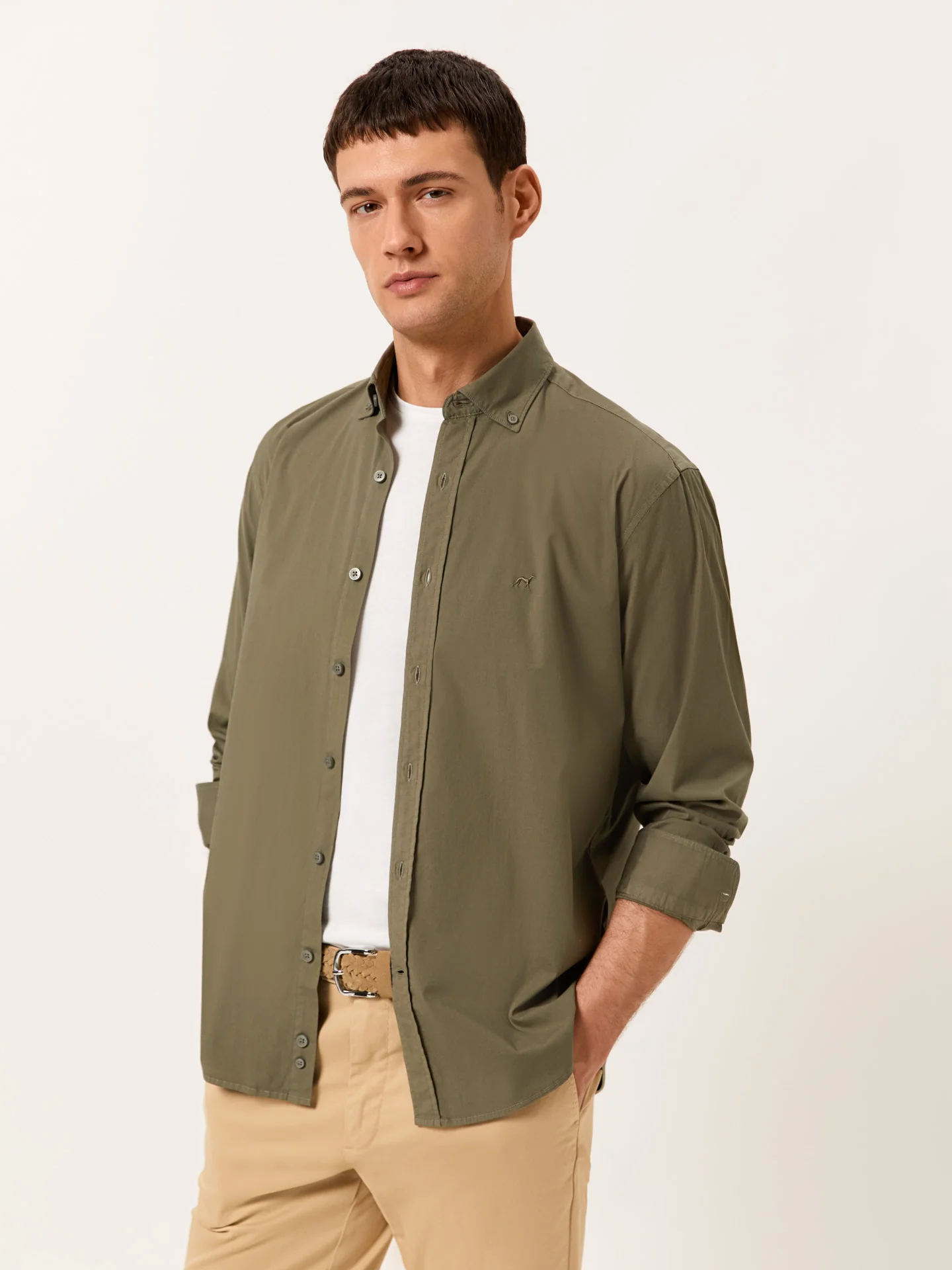 Regular Fit Garment Dye Poplin Shirt in Comfort Cotton - Image 2