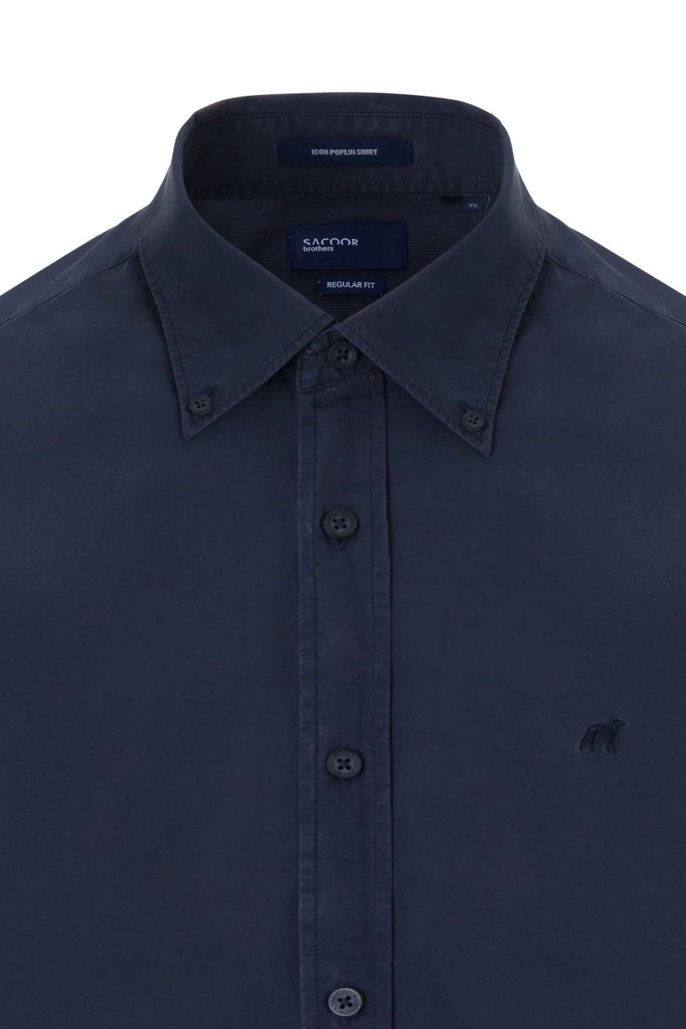 Regular fit plain over dye poplin shirt - Image 3