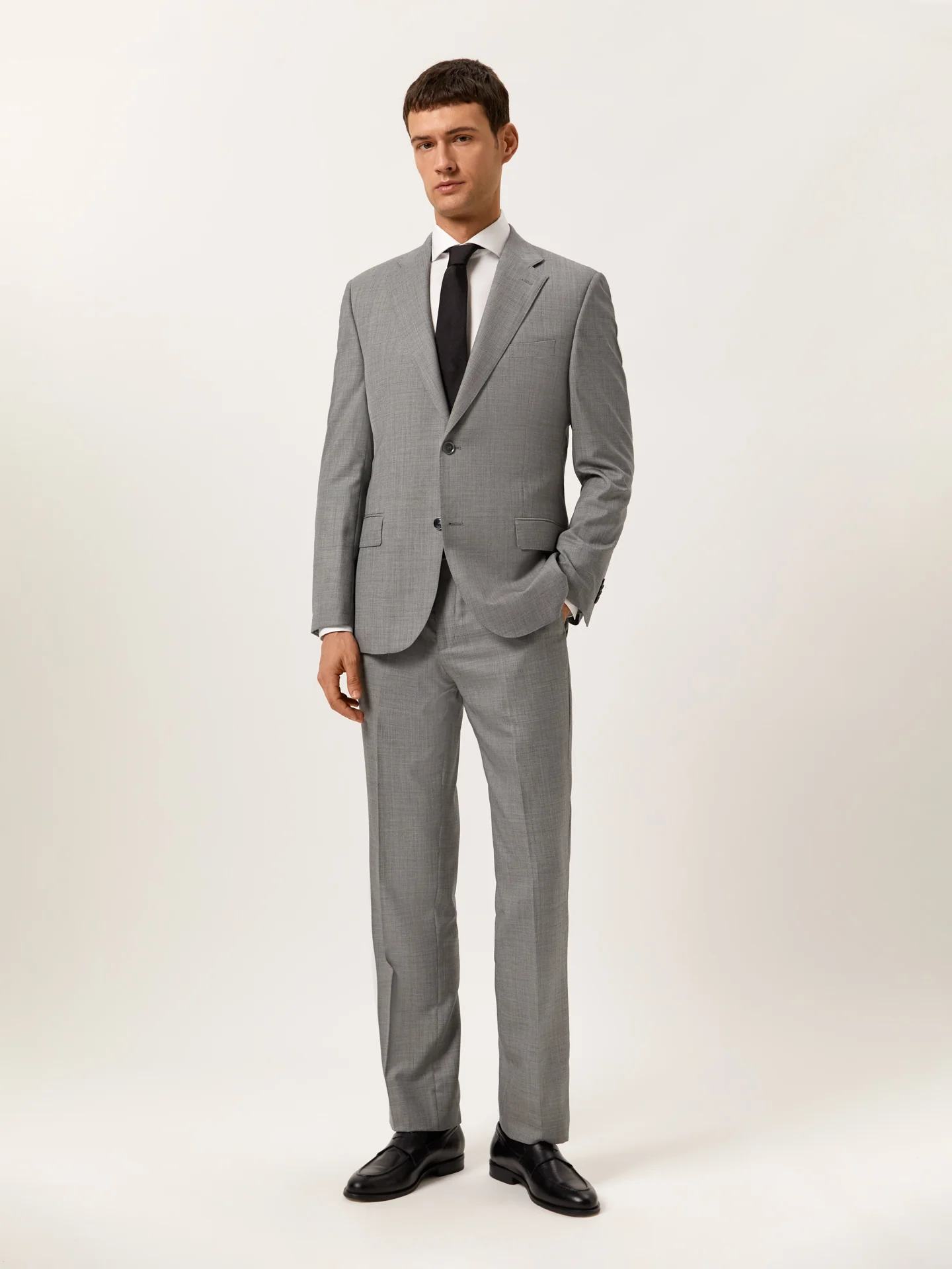 Regular Fit Sharkskin suit in 100% Wool