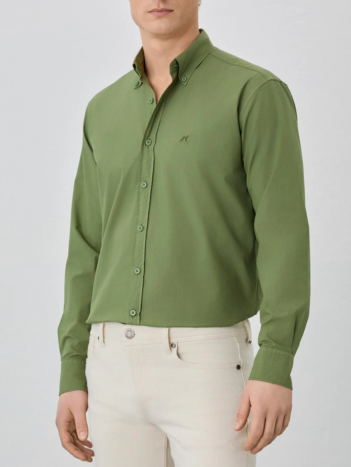 Regular Fit Shirt With Button Down Collar In Poplin Cotton - Image 26