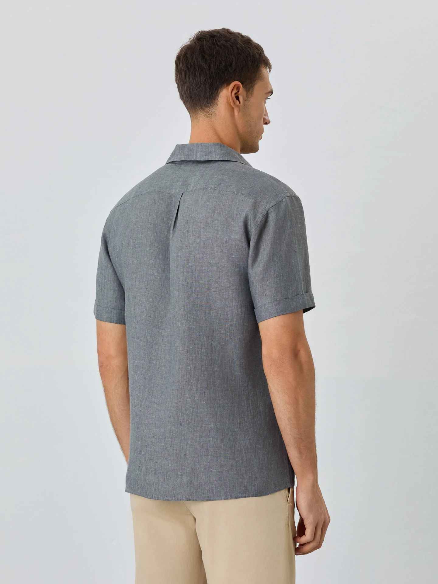 Regular Fit Shirt With Cuba Collar And Short Sleeves In Linen - Image 3