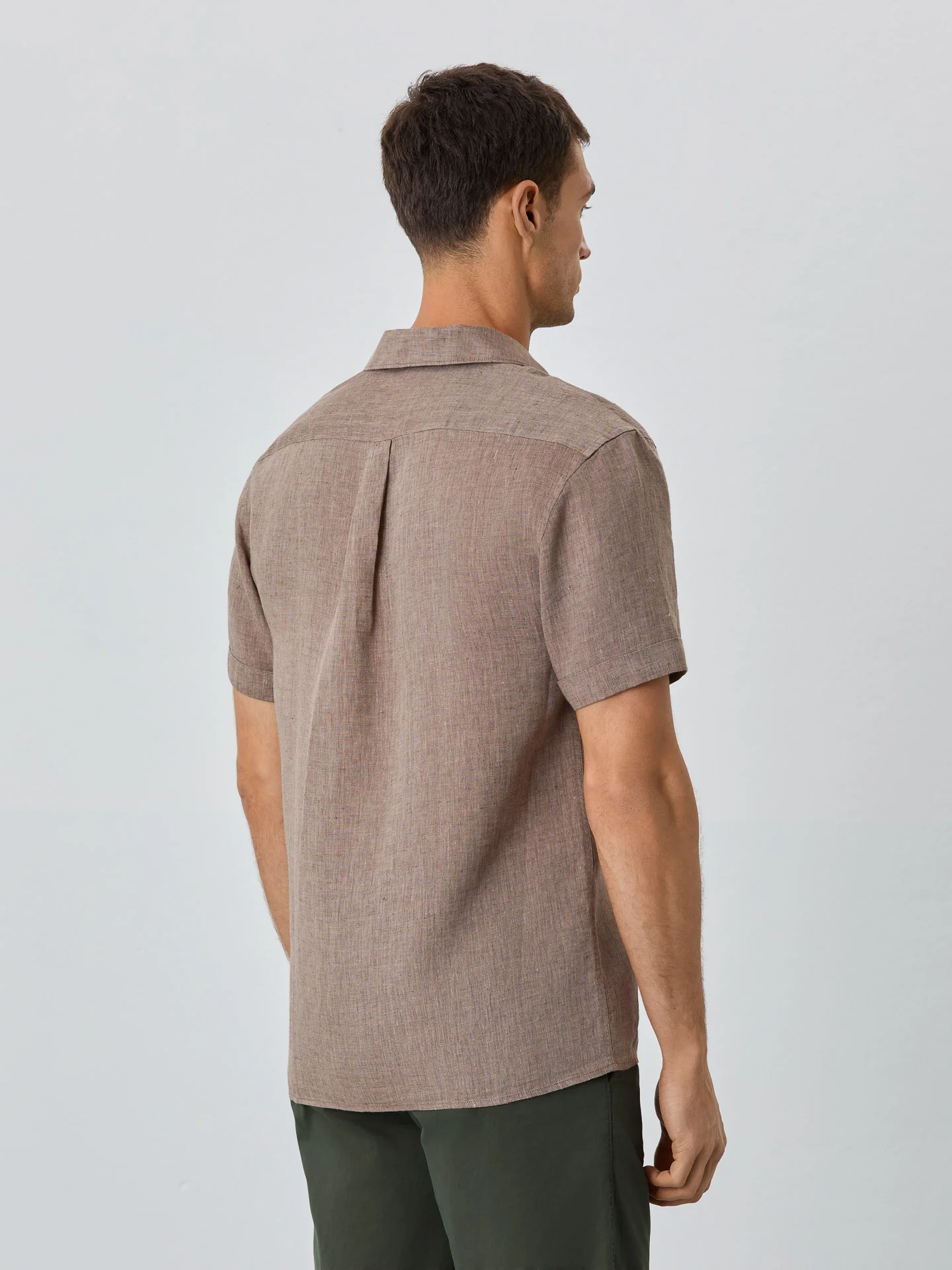 Regular Fit Shirt With Cuba Collar And Short Sleeves In Linen - Image 6
