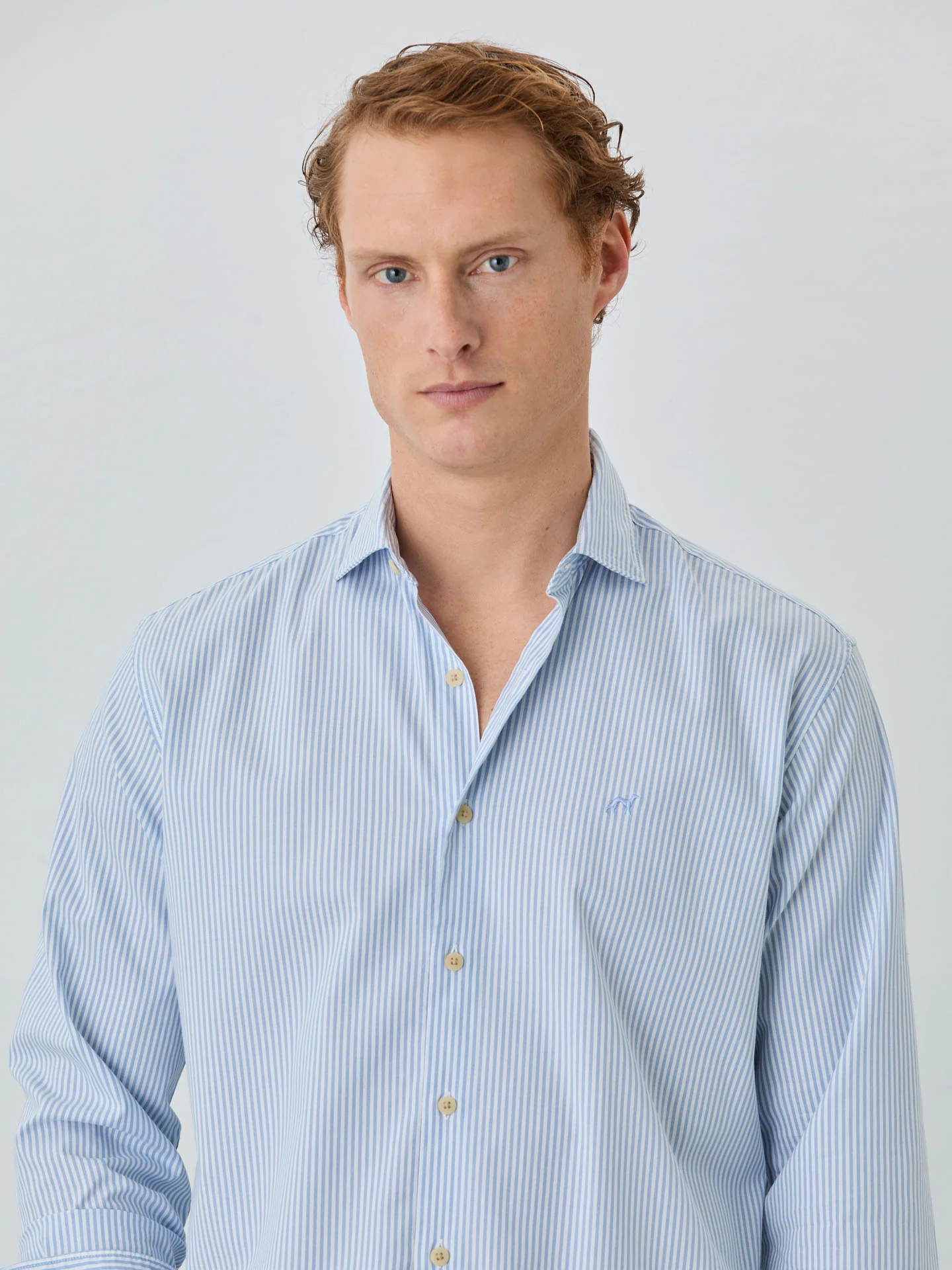 Regular Fit Shirt With Open Collar In BCI Cotton With Stripes - Image 2