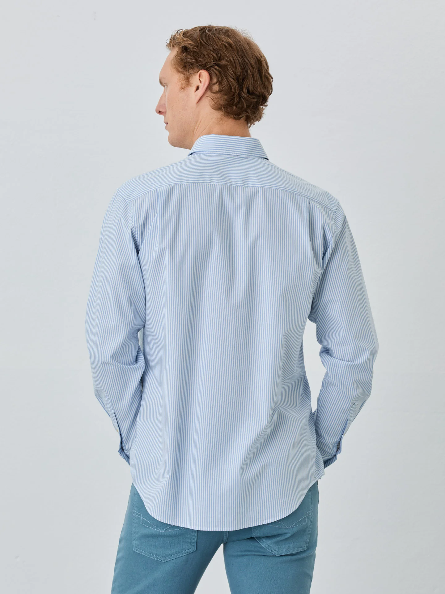Regular Fit Shirt With Open Collar In BCI Cotton With Stripes - Image 3