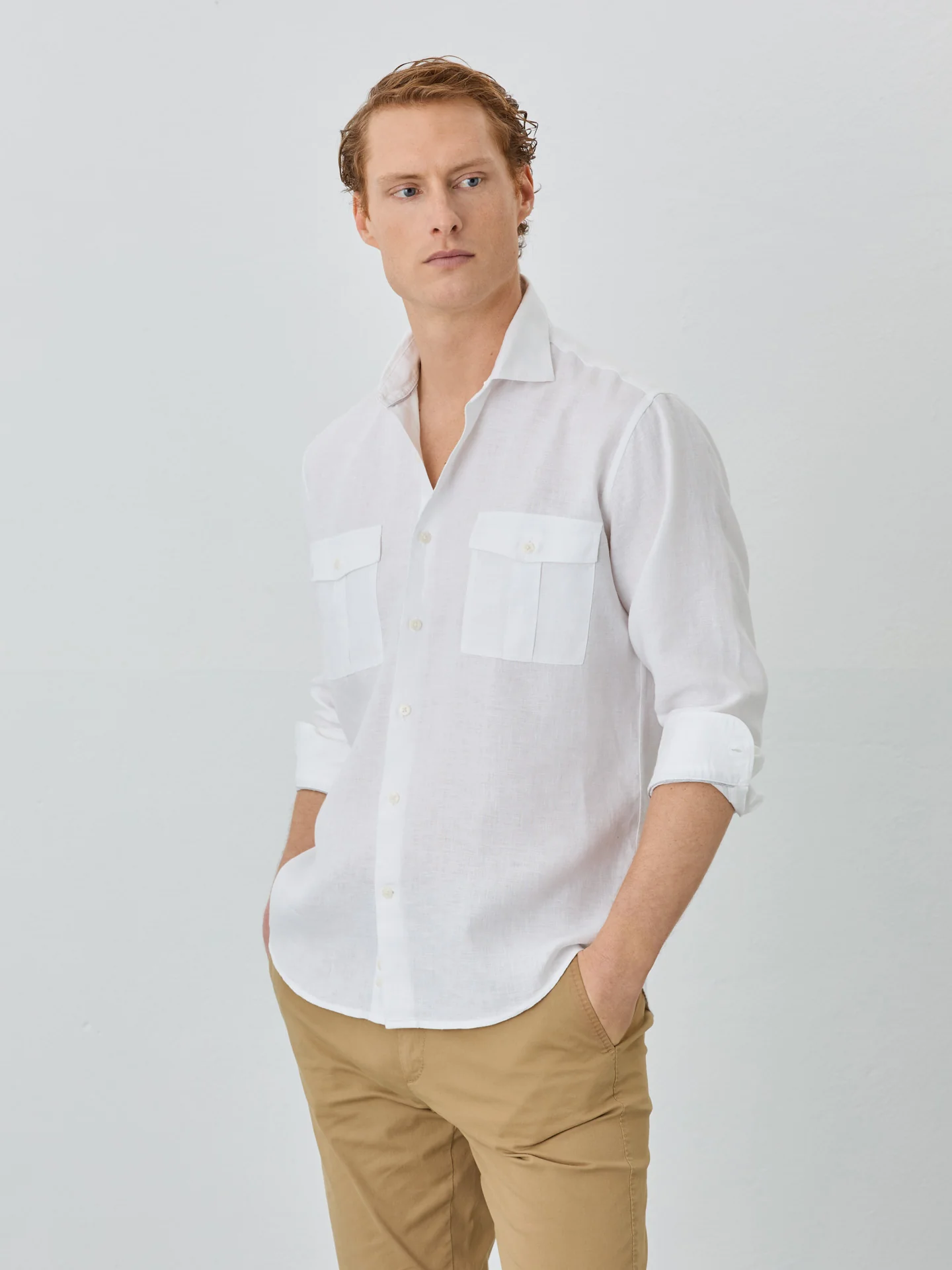 Regular Fit Shirt With Patch Pockets In Linen - Image 2
