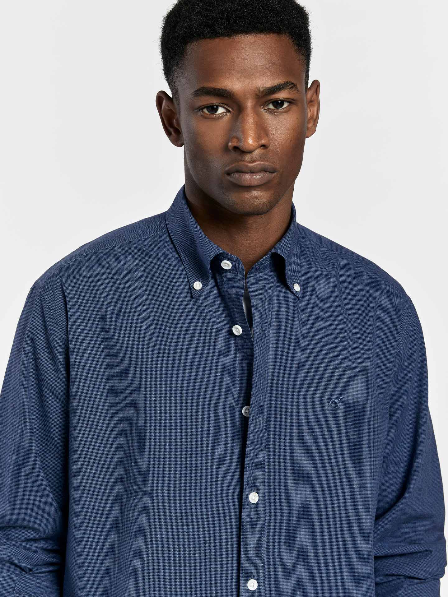 Regular fit special edition cotton-linen blend small checks shirt - Image 2