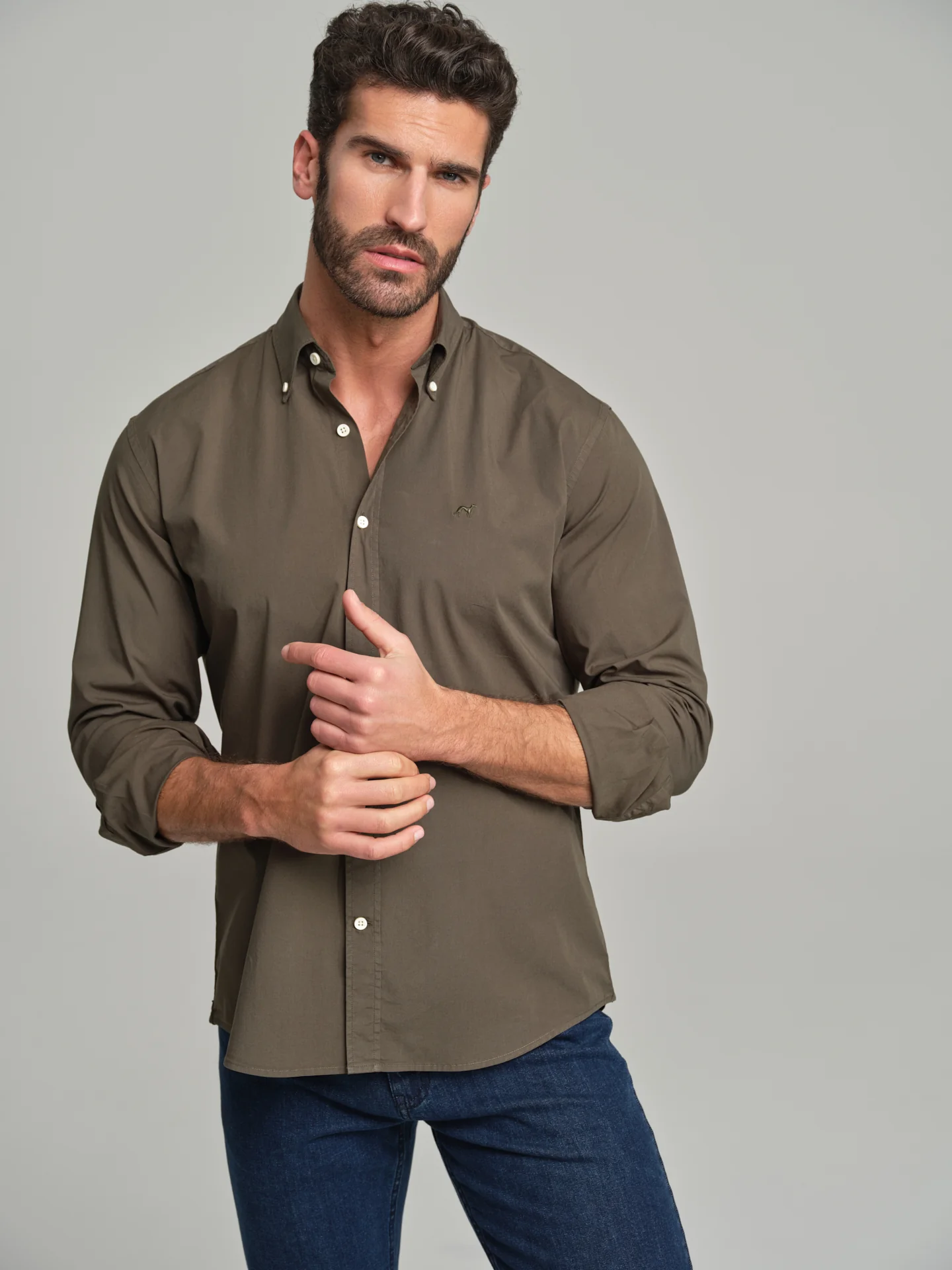 Regular fit sport poplin garment dye shirt - Image 9
