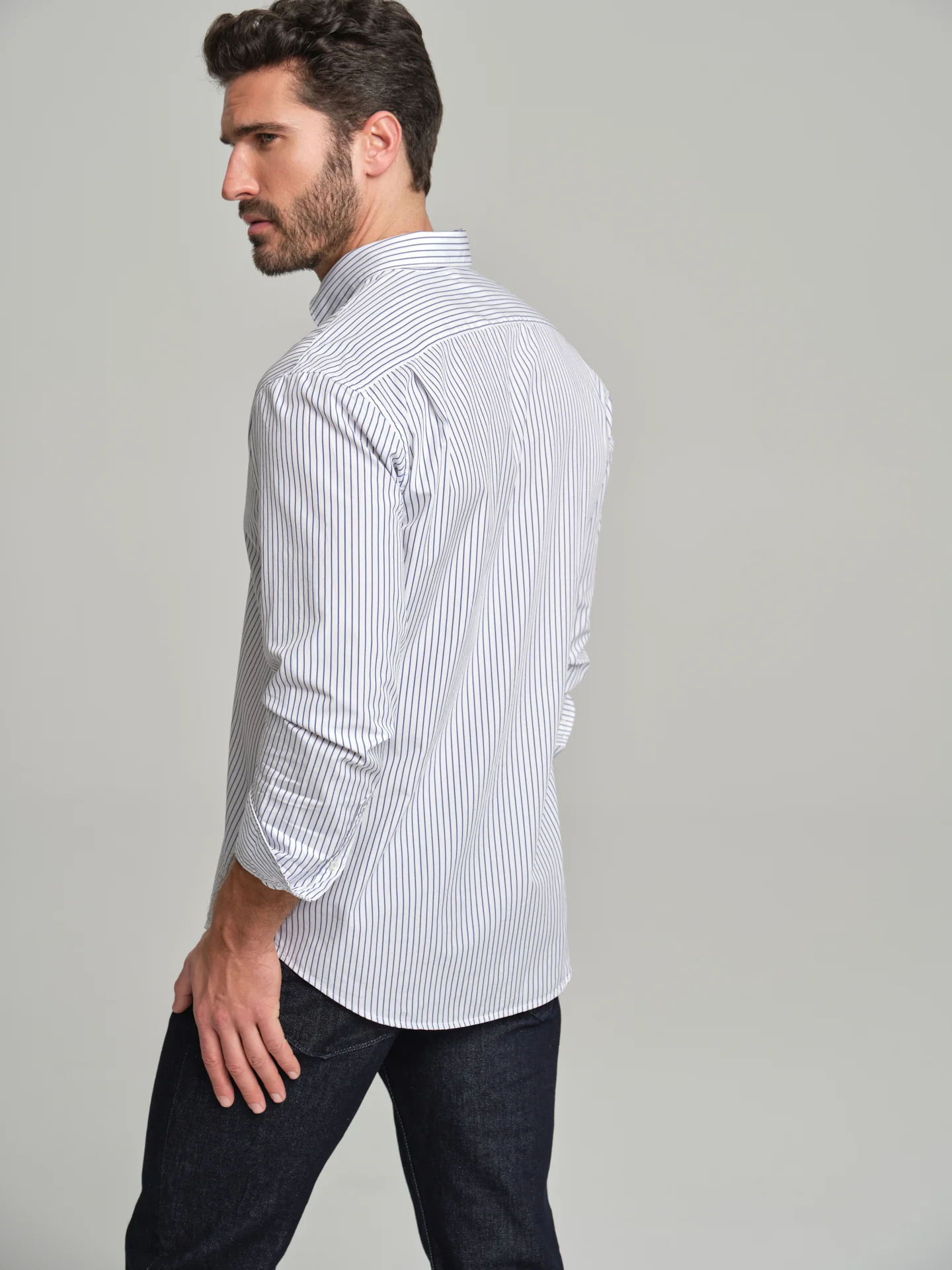 Regular fit sport striped 120's Double Luxury BCI Cotton shirt - Image 3