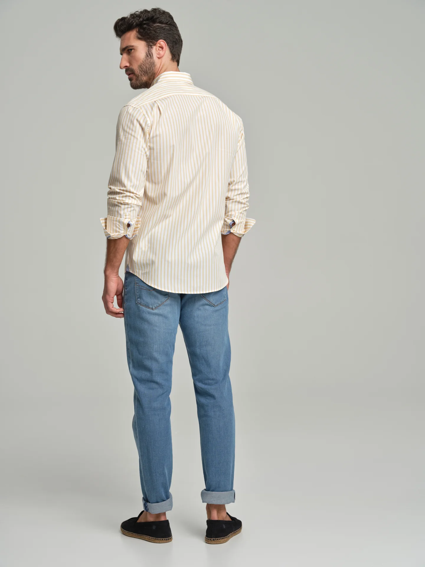 Regular fit sport striped BCI Cotton shirt with pocket - Image 3