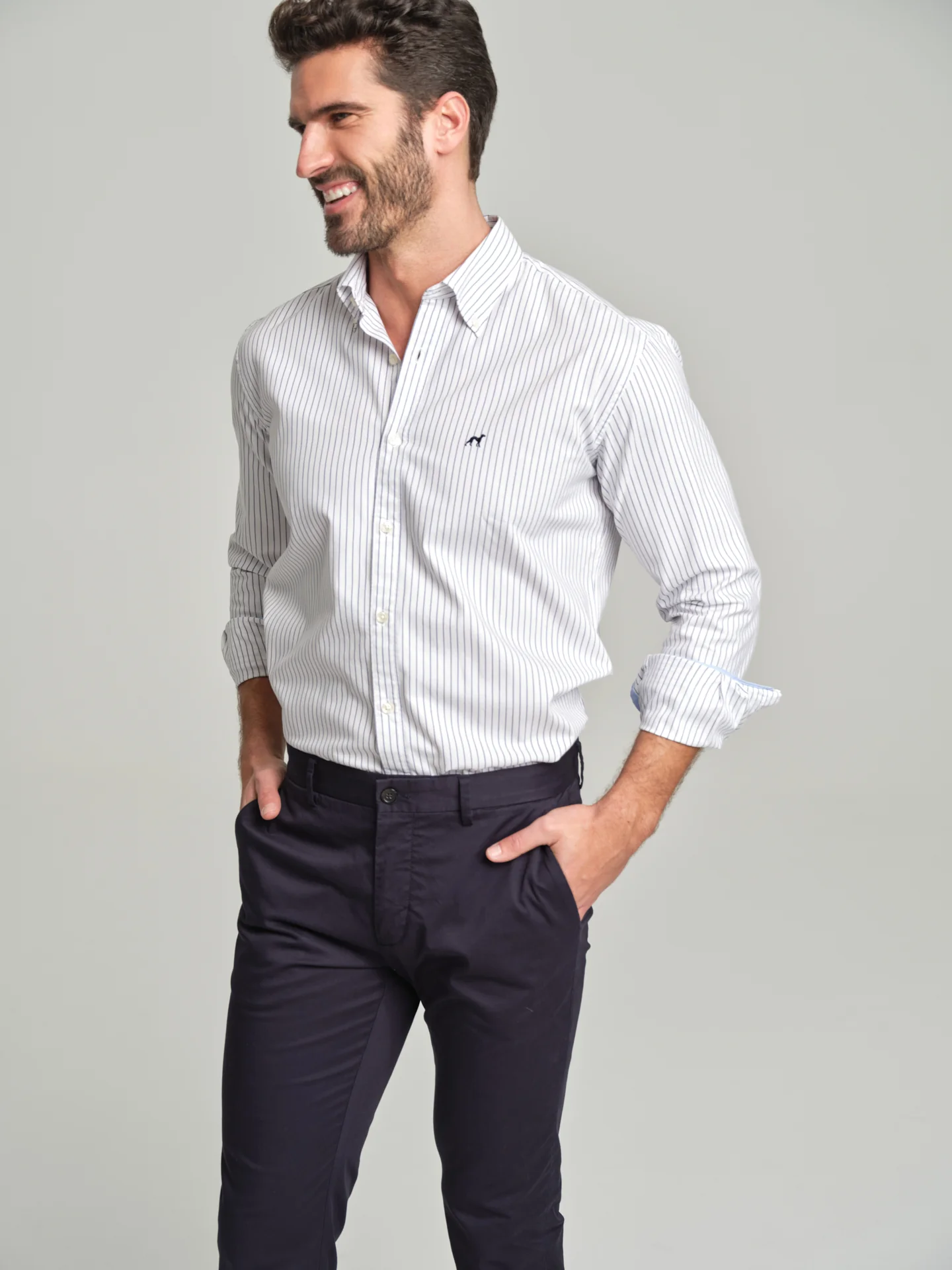 Regular fit sport striped Elton BCI Cotton shirt - Image 2