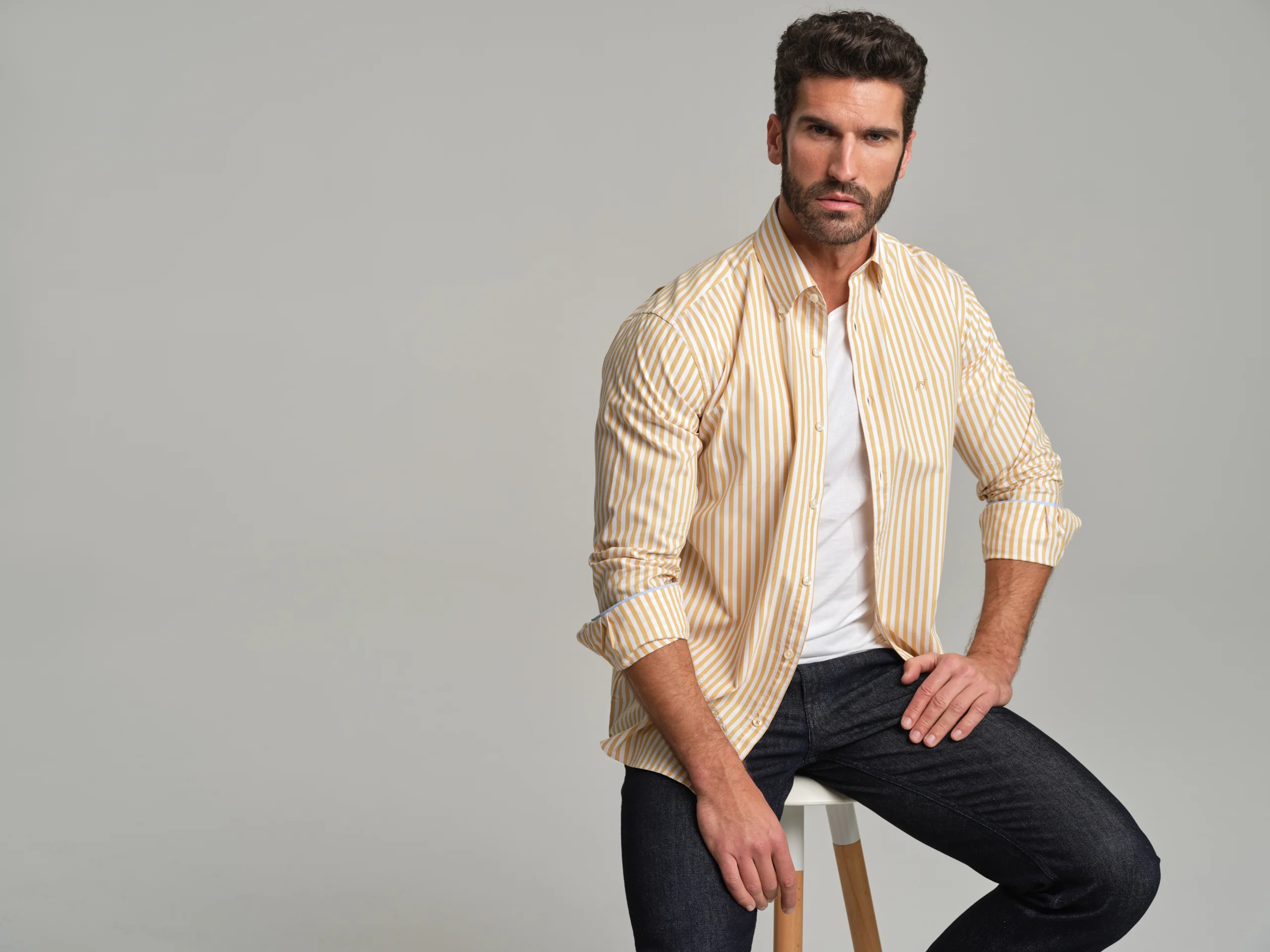 Regular fit sport striped Elton BCI Cotton shirt - Image 3