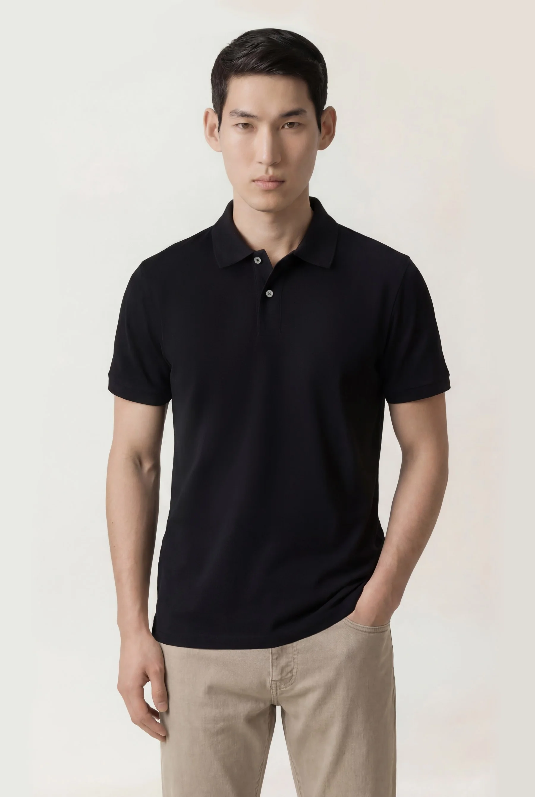 Regular Fit Stretch Piqué Polo Shirt With Self Collar