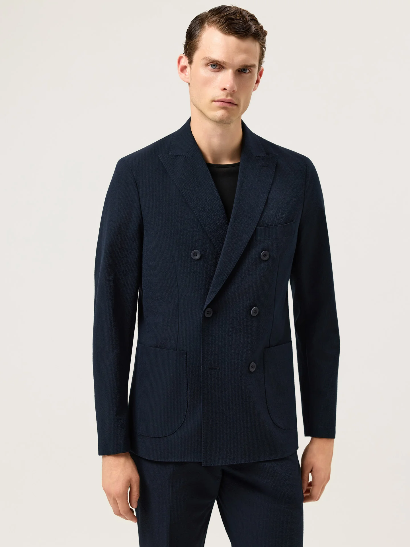 Seersucker Blazer In Lightweight Technical Fabric - Image 2
