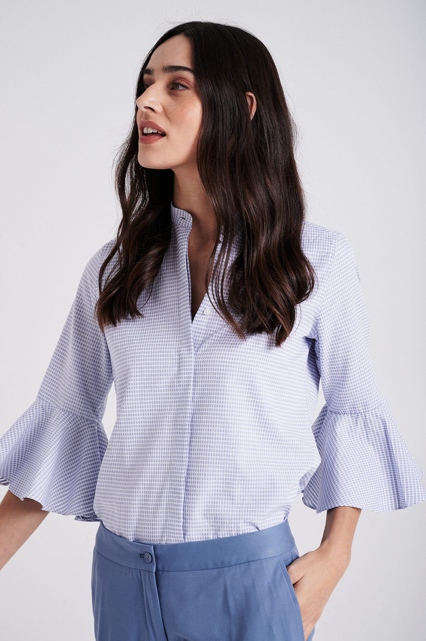 Shirt with 3/4 bell sleeves - Image 7