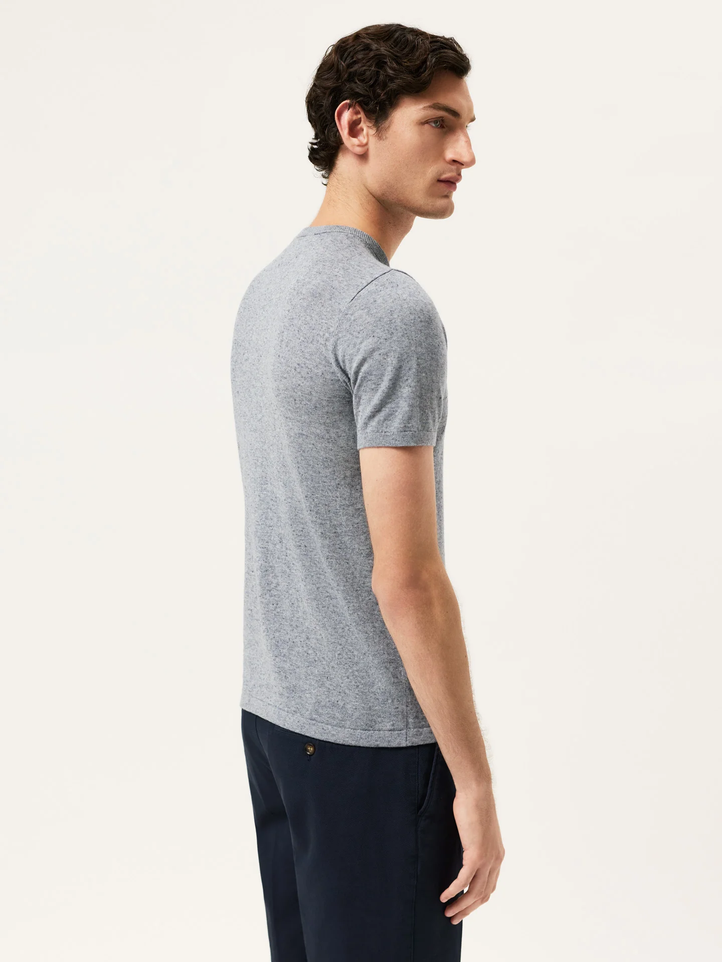 Short Sleeve Crew Neck Sweater In Cotton Linen Blend - Image 6