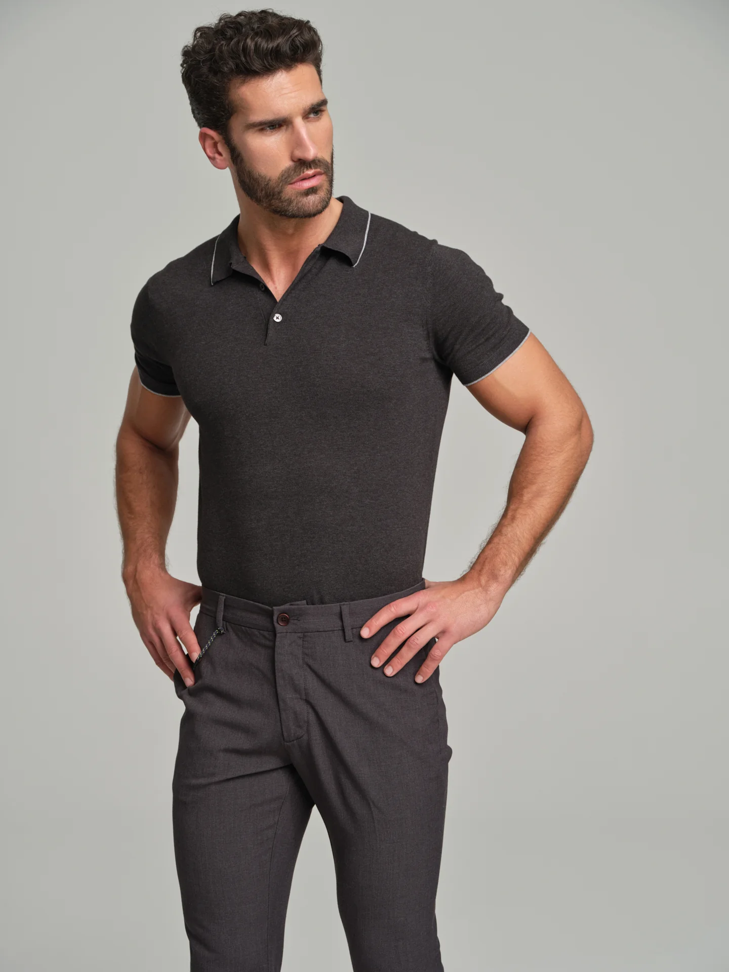 Short sleeve K-Easy high twisted cotton polo sweater Quick Dry - Image 3