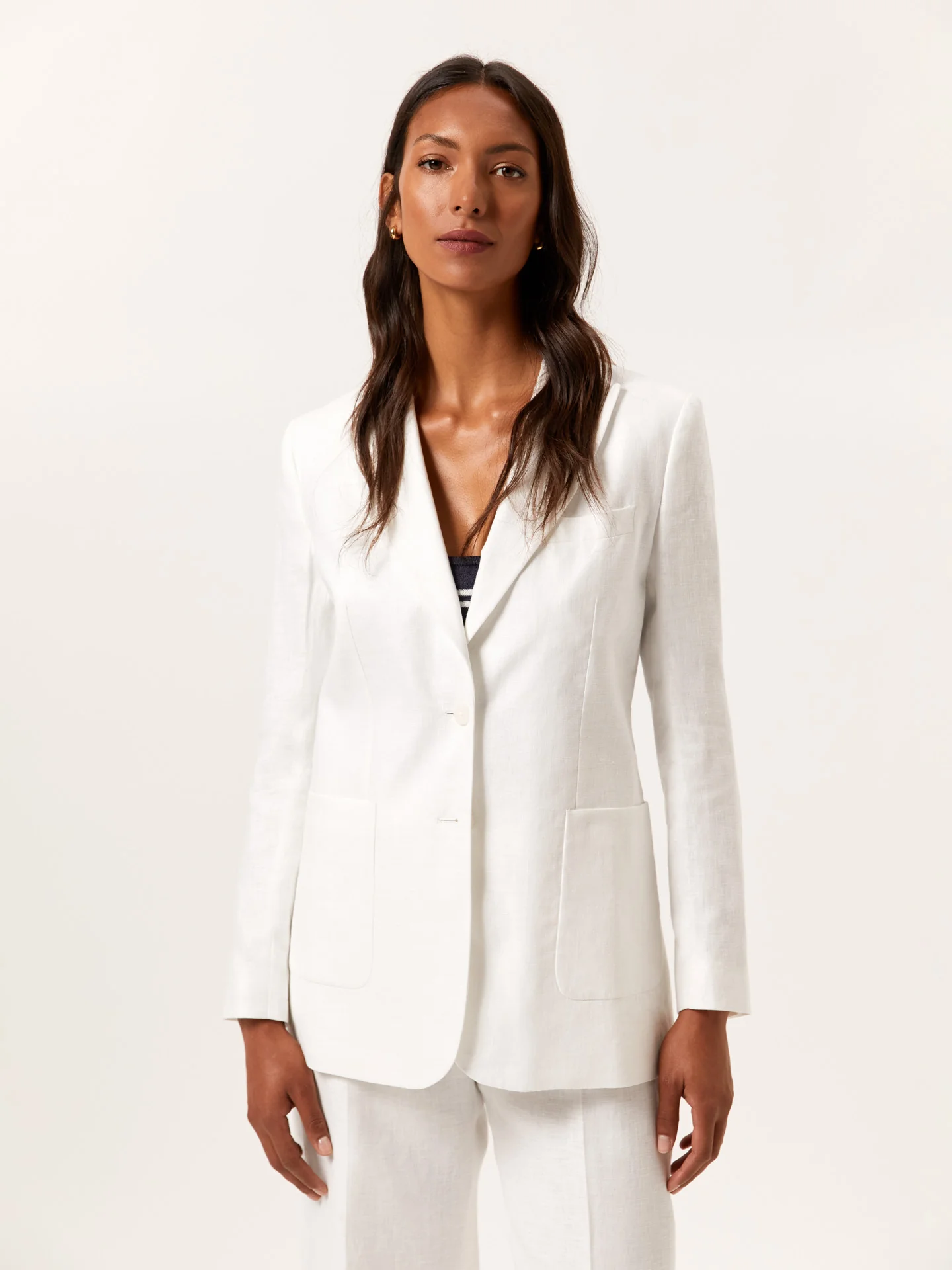 Single-Breasted Suit Blazer In 100%Linen - Image 2