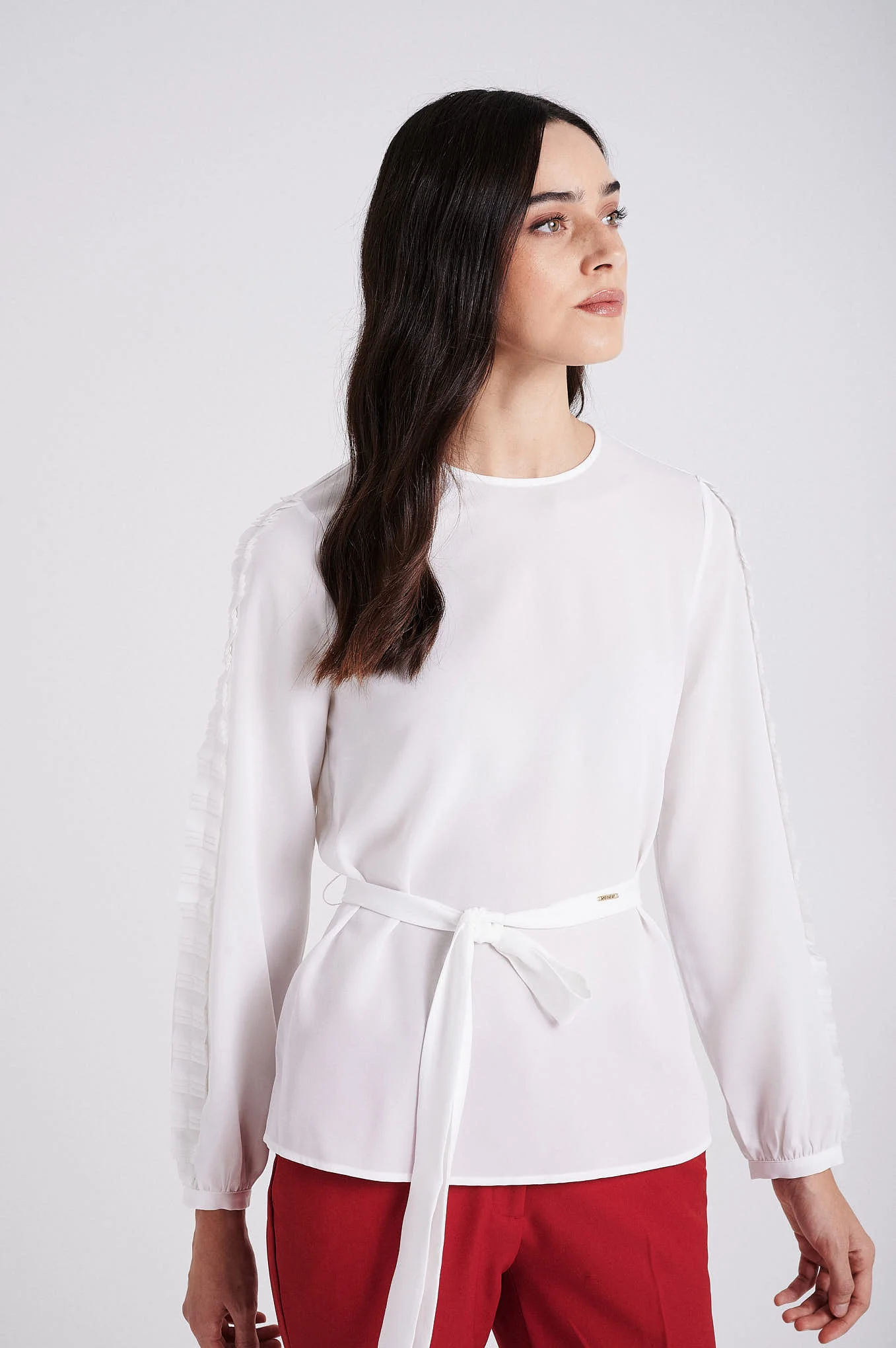 Sleeve pleated frill blouse - Image 10