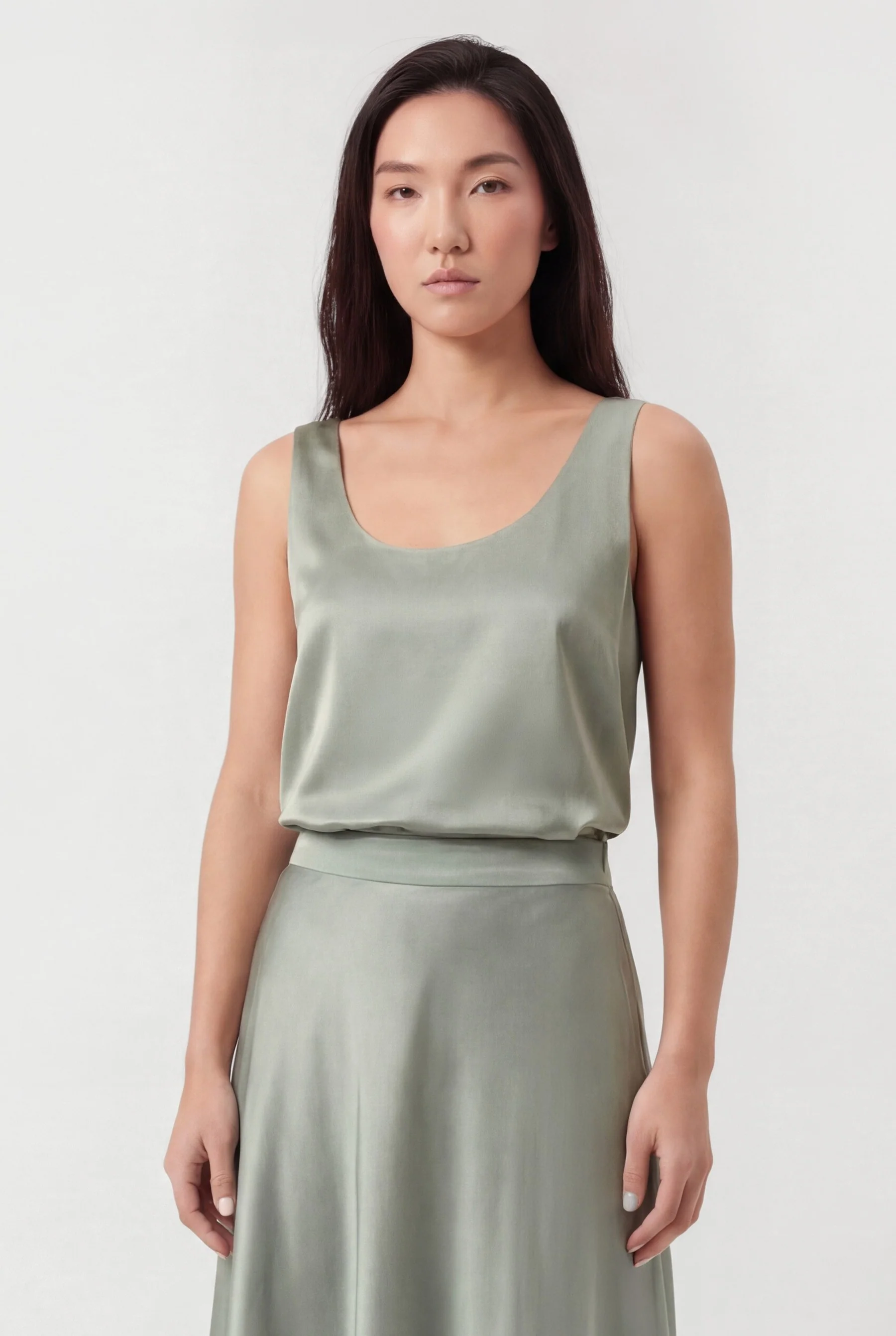 Sleeveless Top With Scoop Neckline In Rayon And Viscose Blend