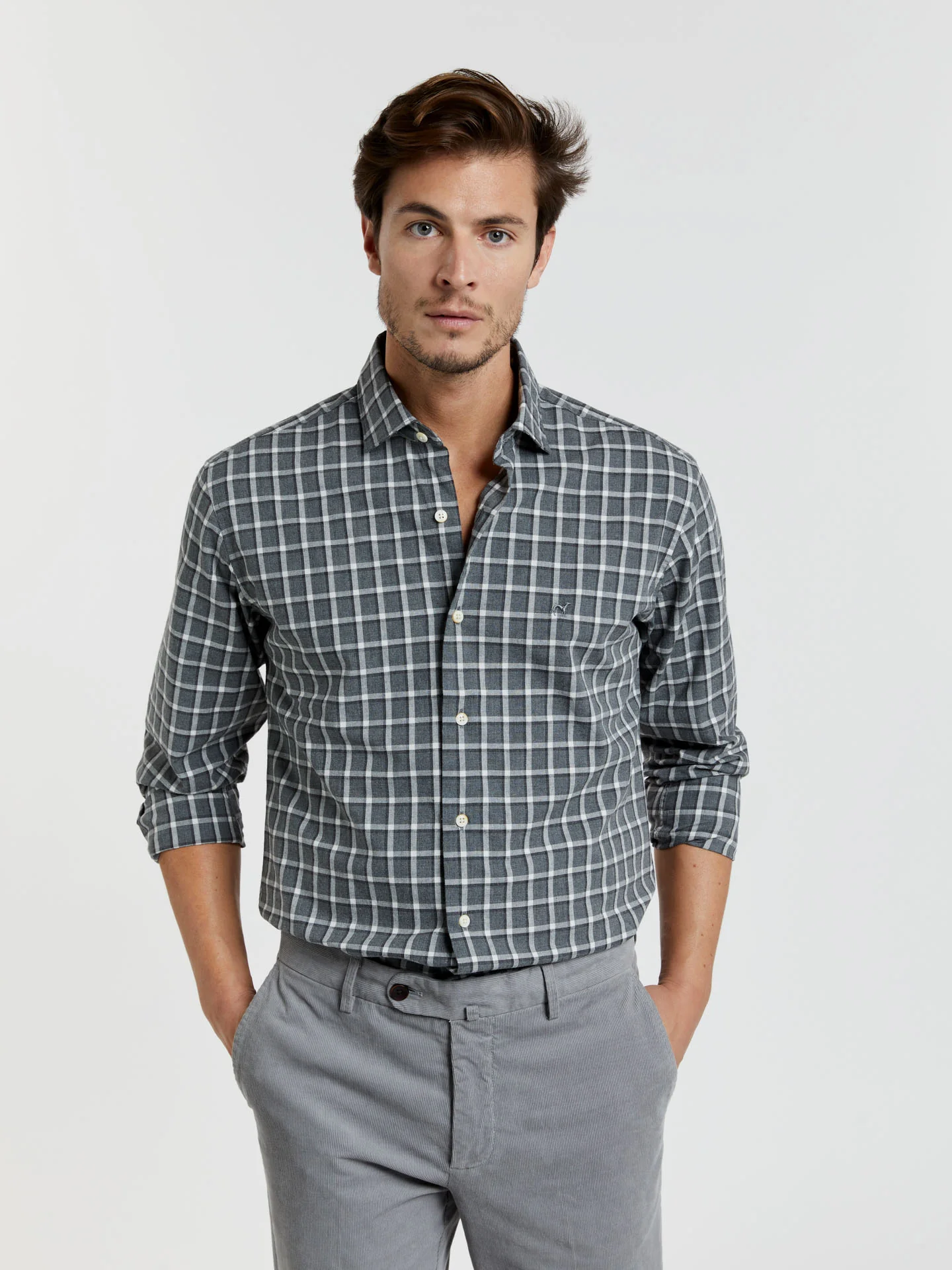 Slim fit 100% bci cotton checks flannel shirt - Image 2