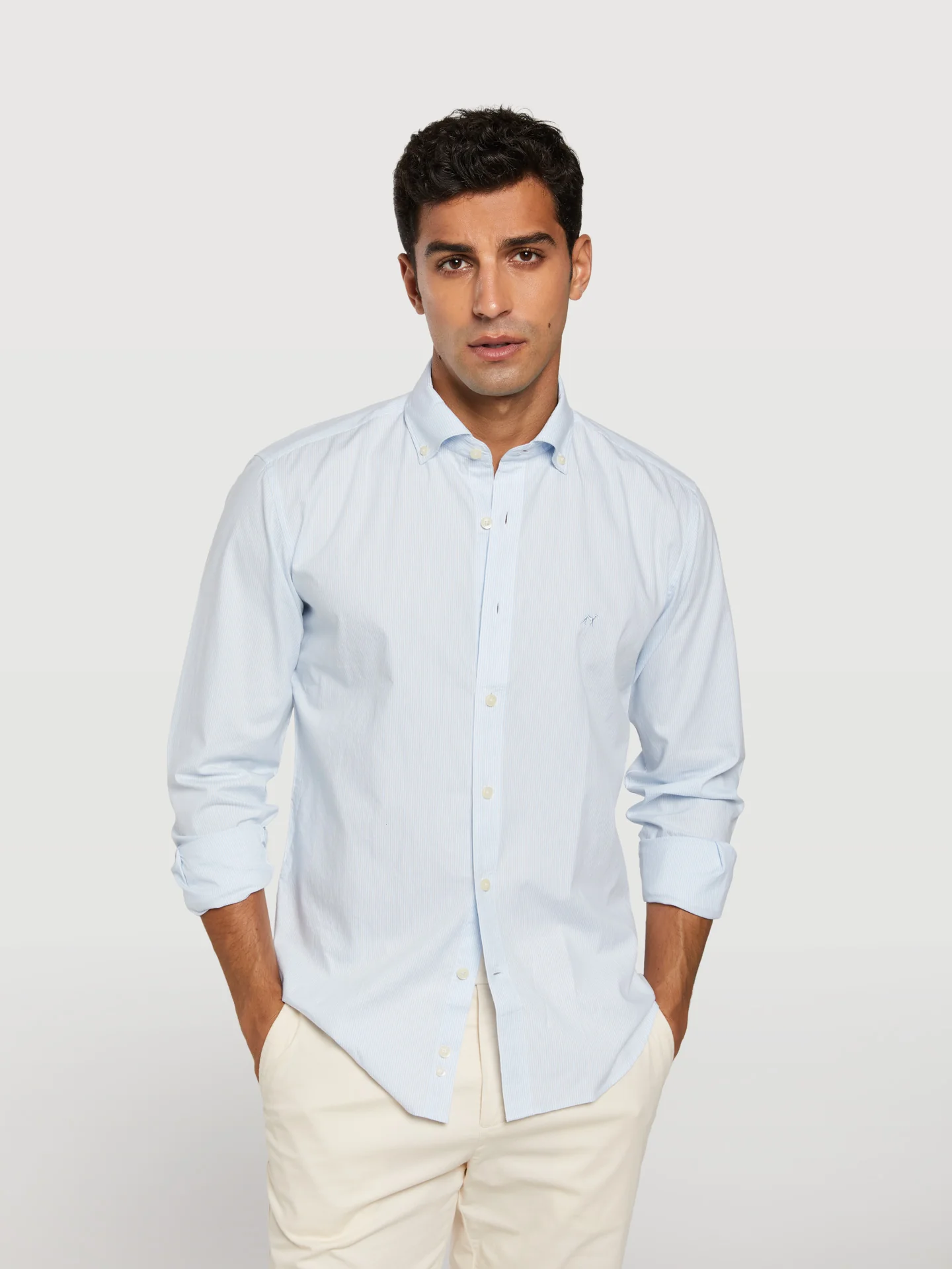 Slim fit 100% bci cotton striped oxford shirt