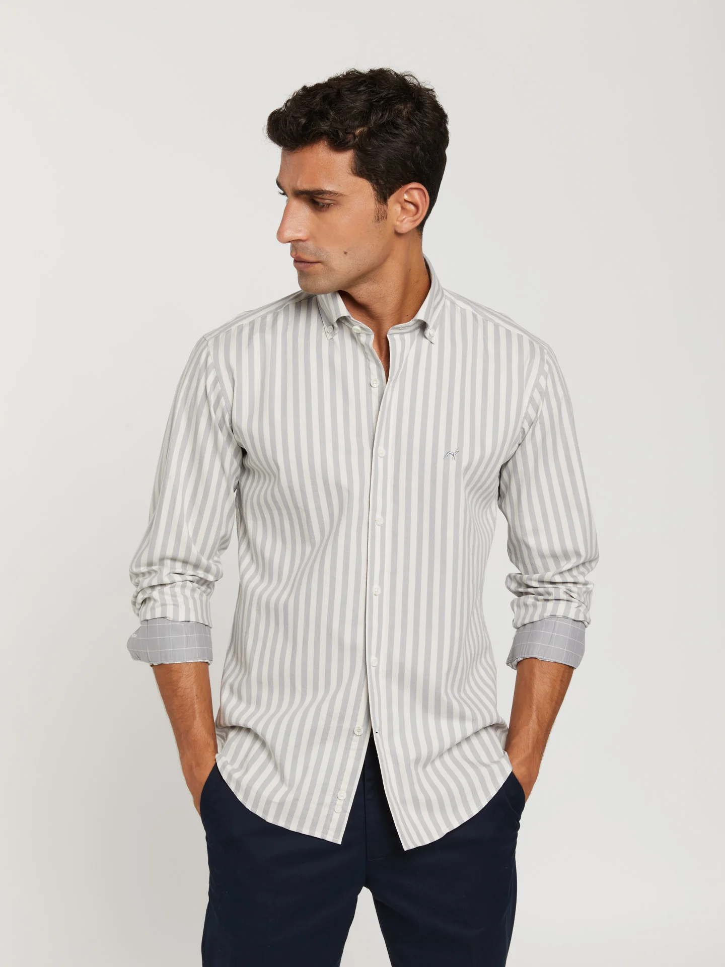 Slim fit 100% bci cotton striped oxford shirt - Image 2