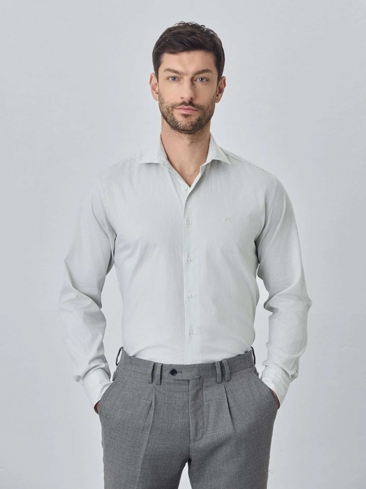 Slim fit 100% bci cotton striped oxford shirt