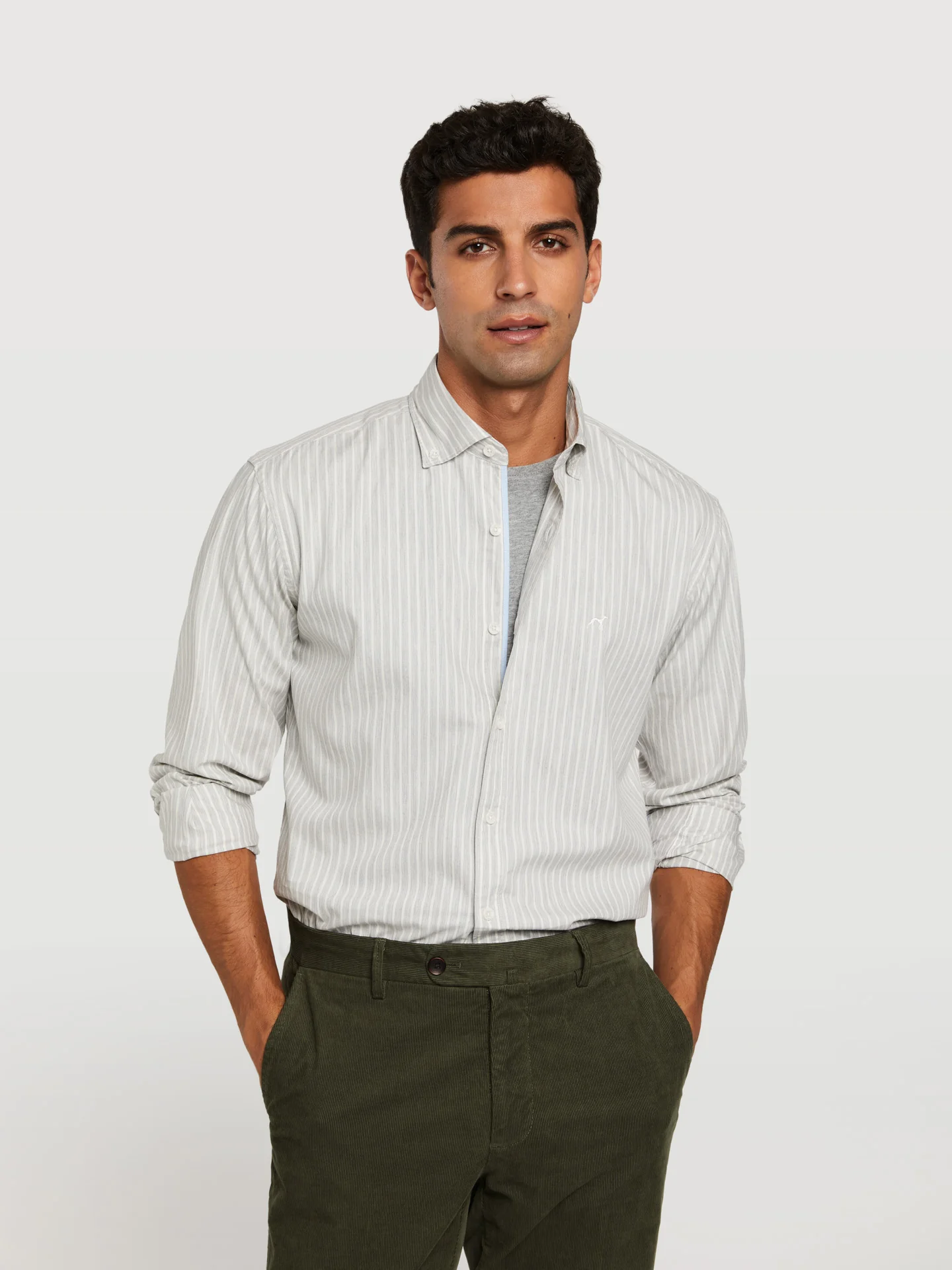 Slim fit 100% bci cotton striped oxford shirt