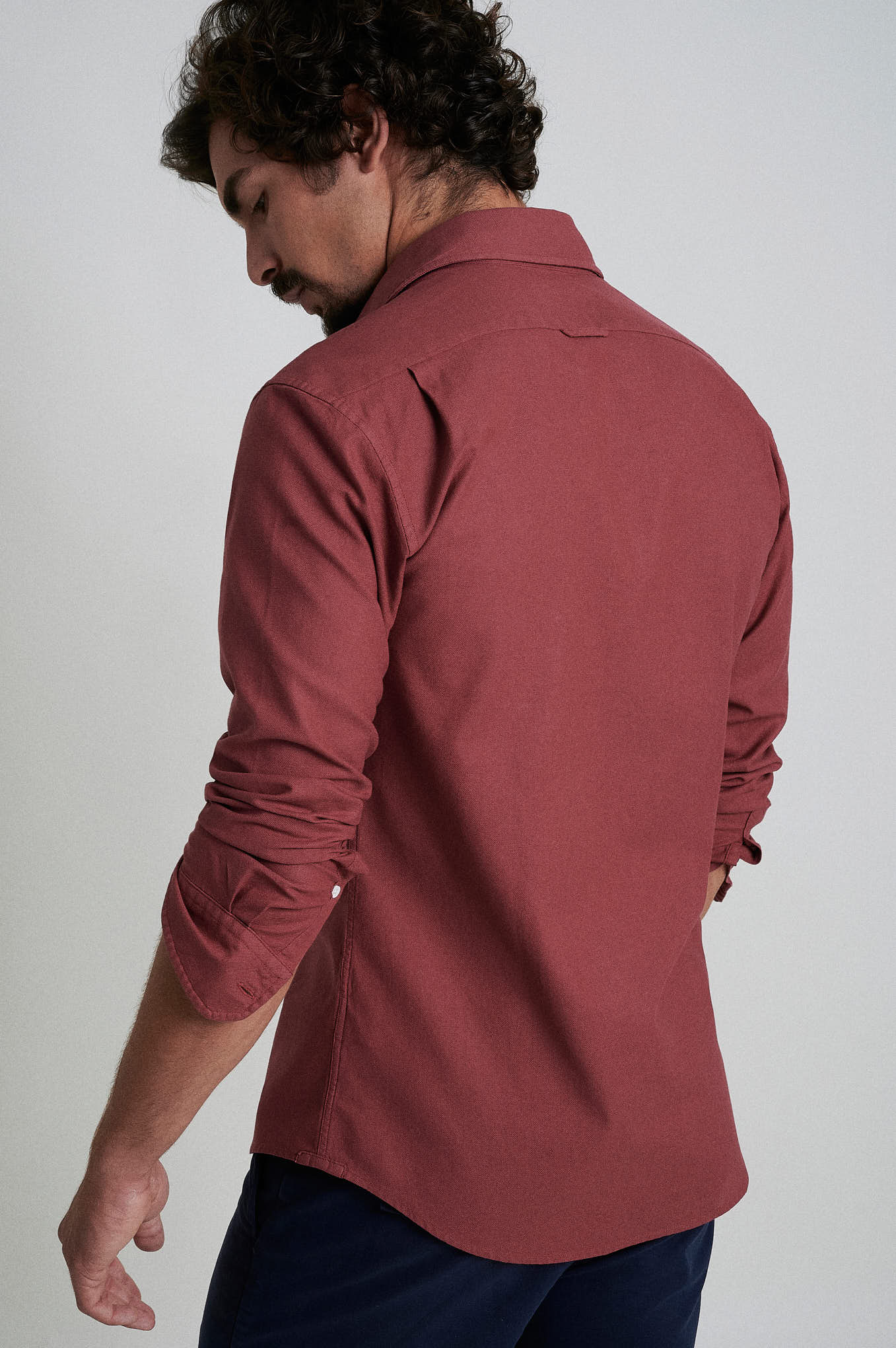 Slim fit 100% cotton jaquard garment dye shirt - Image 34
