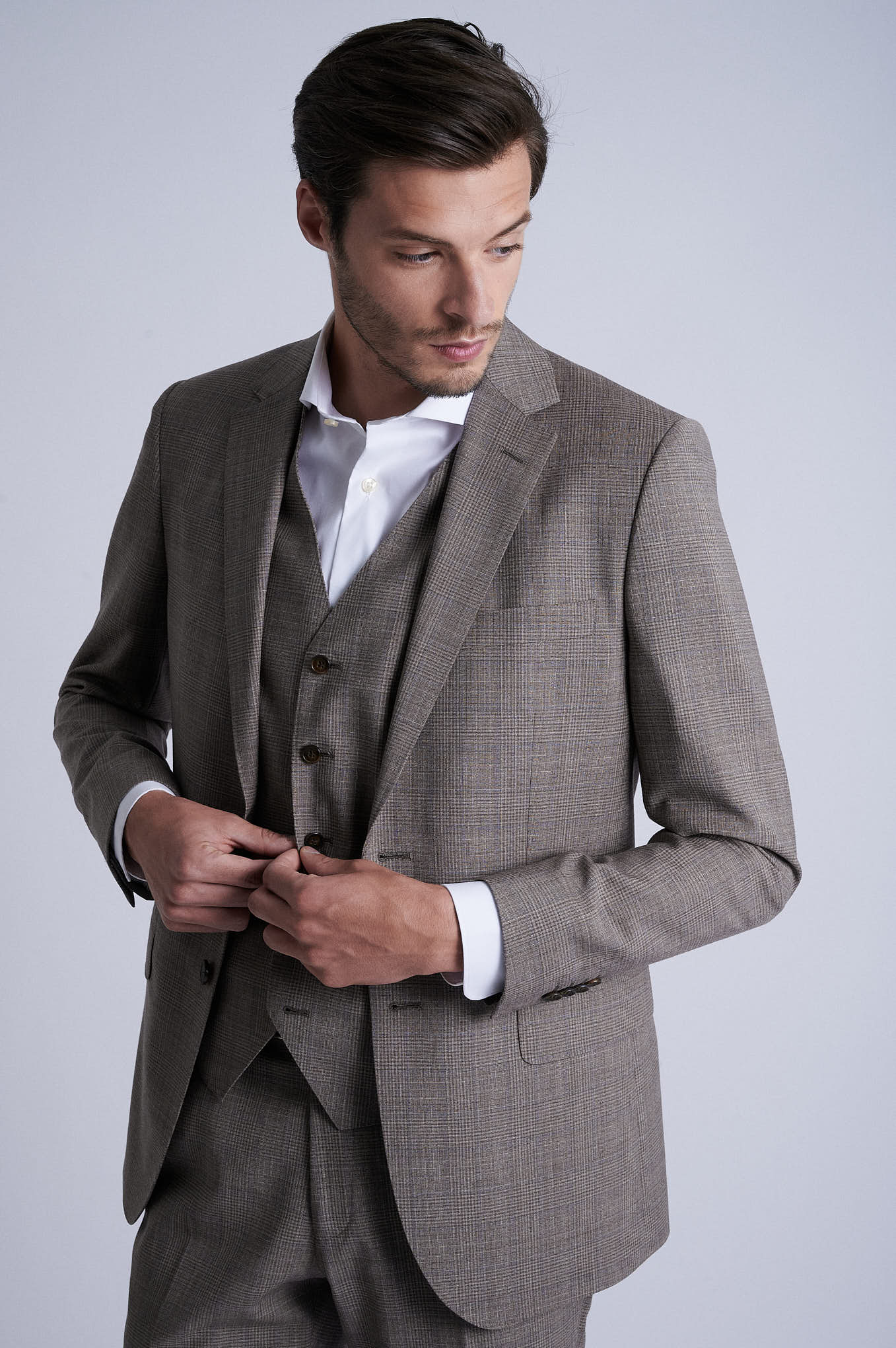 Slim fit 100% refined wool 3 pieces suit half canvas construction - Image 3
