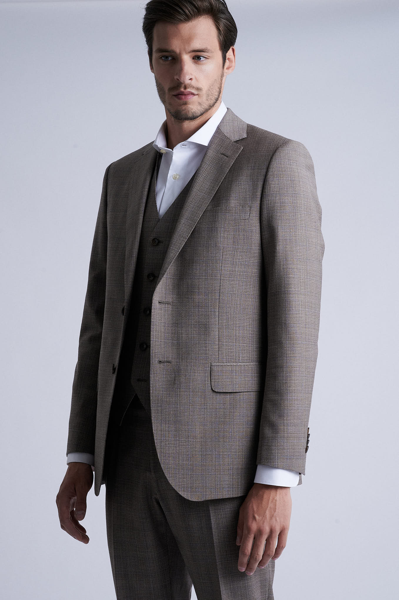 Slim fit 100% refined wool 3 pieces suit half canvas construction - Image 4