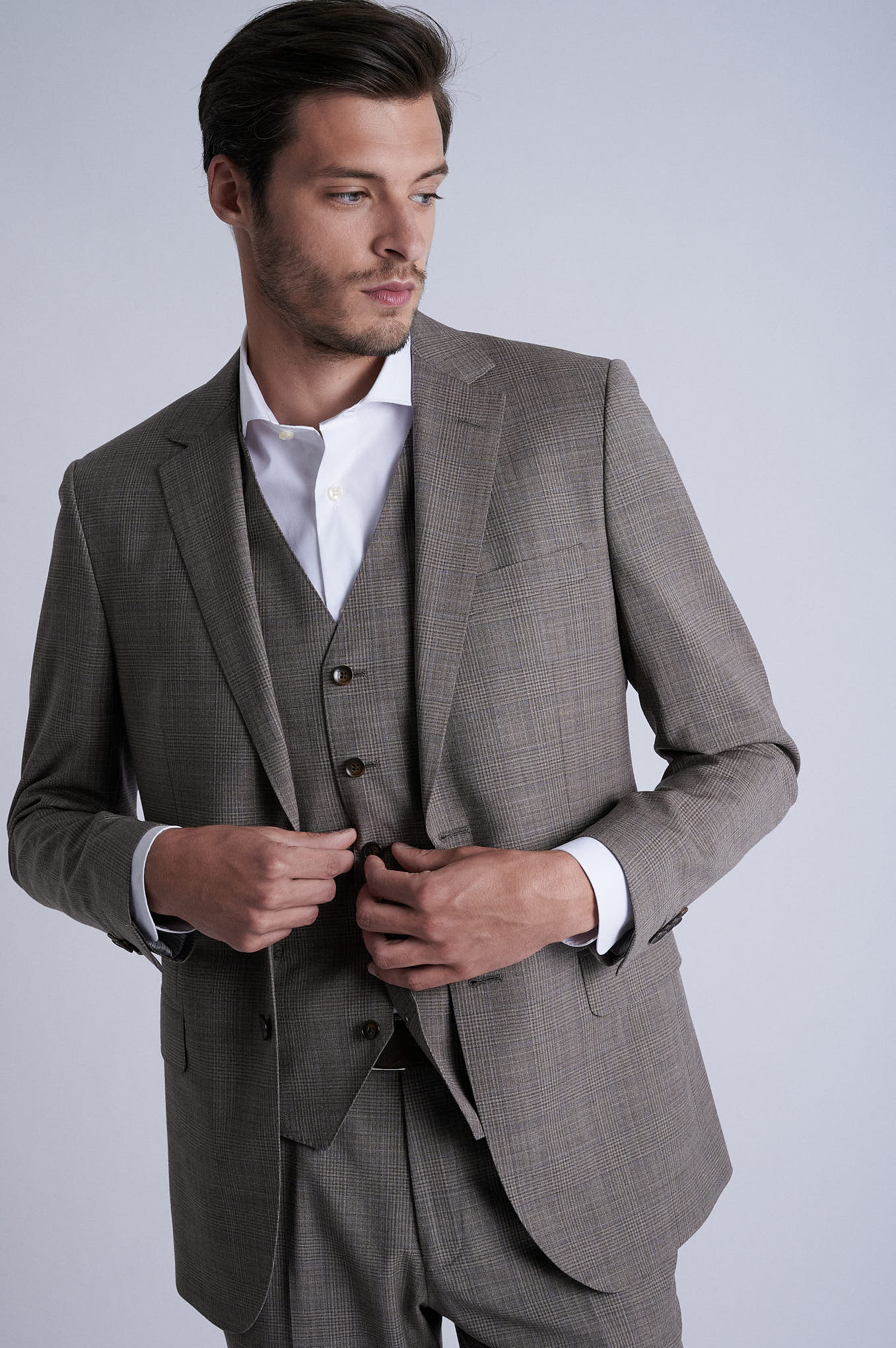 Slim fit 100% refined wool 3 pieces suit half canvas construction - Image 6