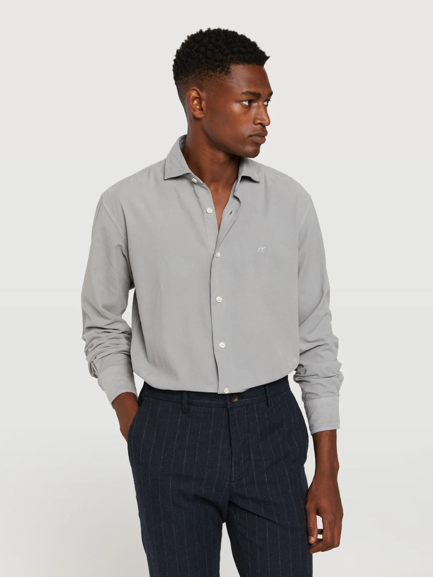 Slim fit baby-corduroy garment dye shirt - Image 14